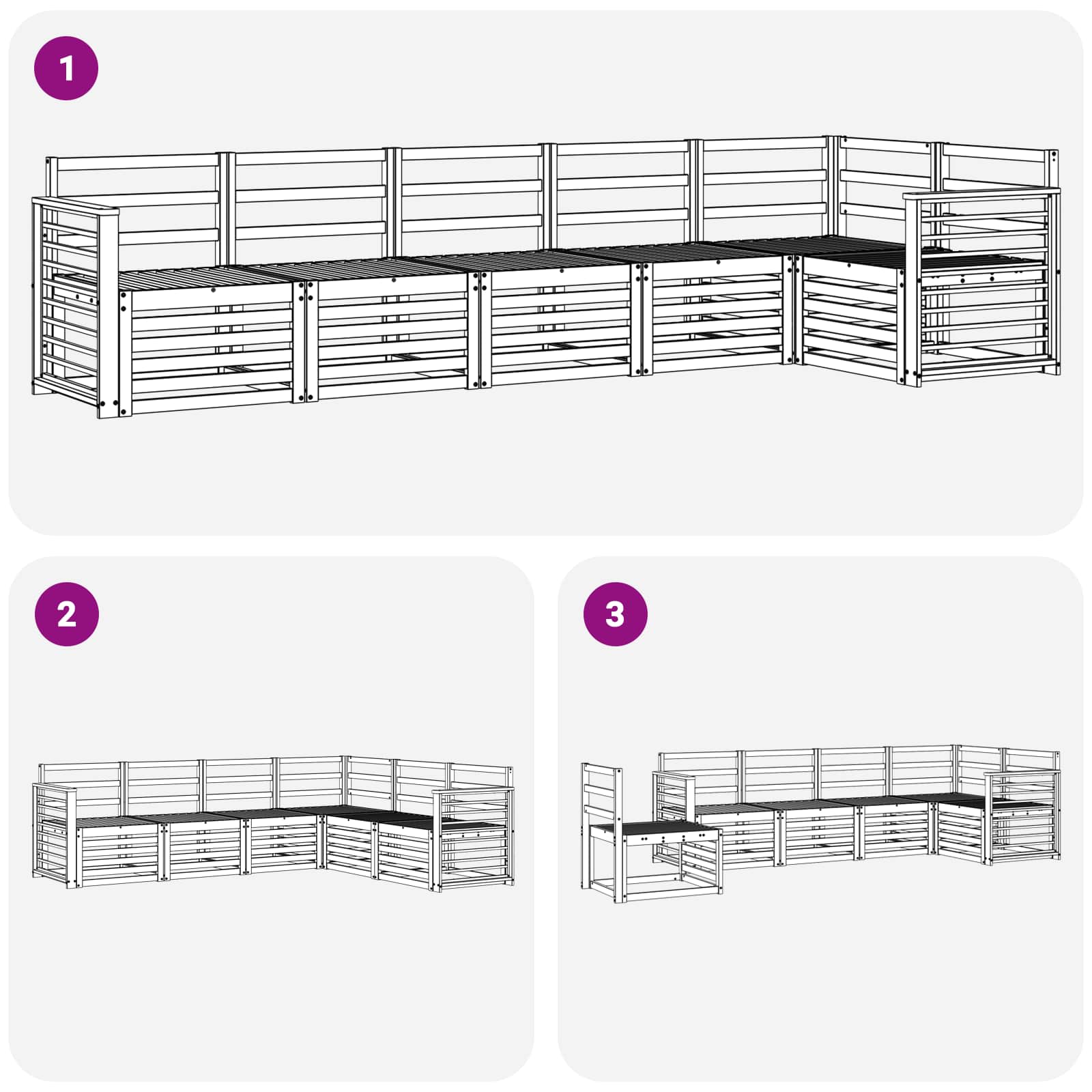 Σειρά Καναπέ Εξωτερικού 6 pcs Λευκό 306 x 128,5 x 73 εκ - Pakobazaar