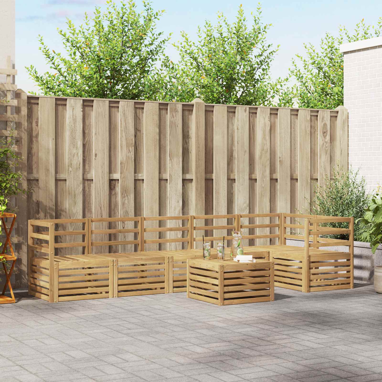 Σειρά Καναπέ Εξωτερικού 7 pcs Λευκό 59 x 59 x 37 εκ - Pakobazaar