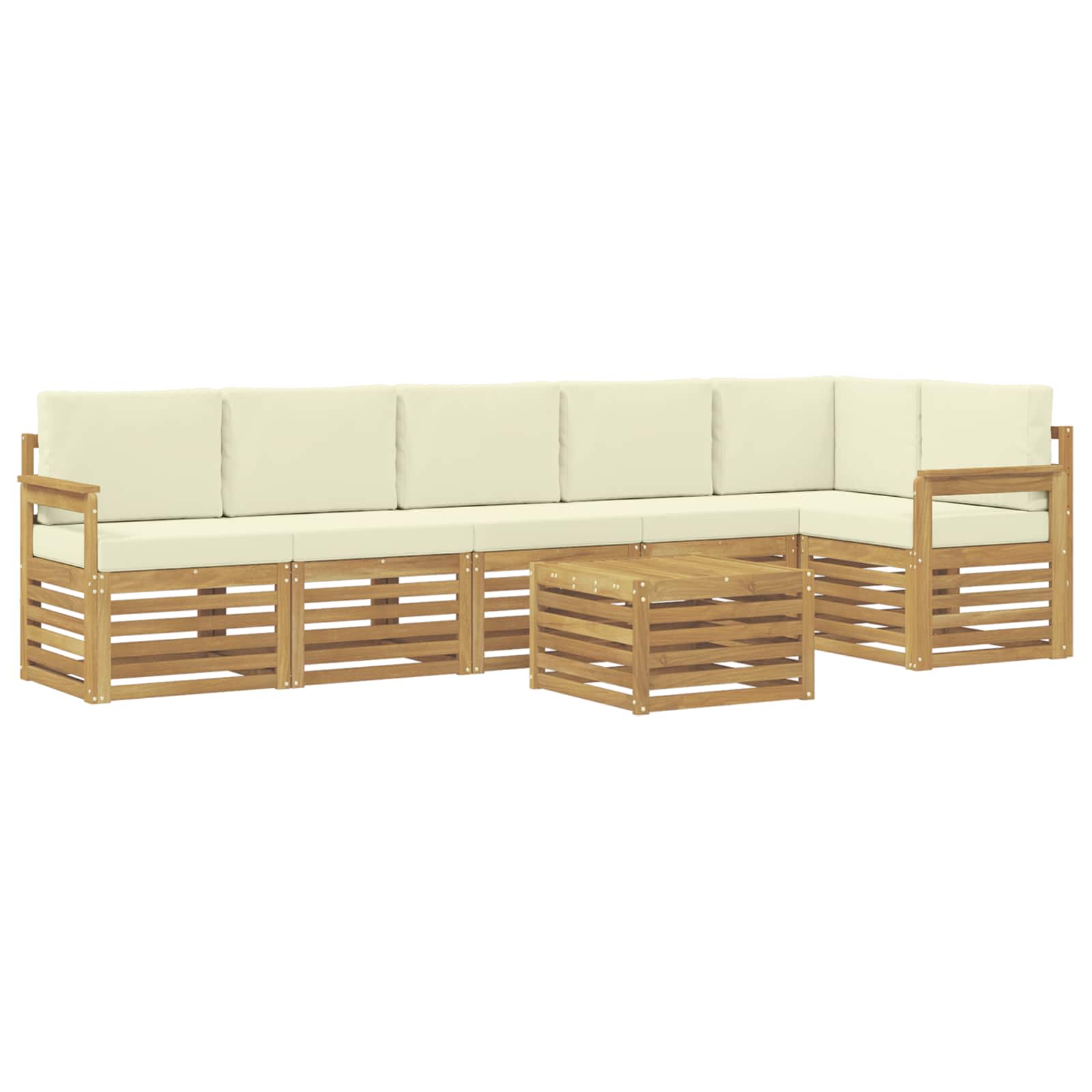 Σειρά Καναπέ Εξωτερικού 7 pcs Λευκό και Κρεμ 59 x 59 x 37 εκ - Pakobazaar