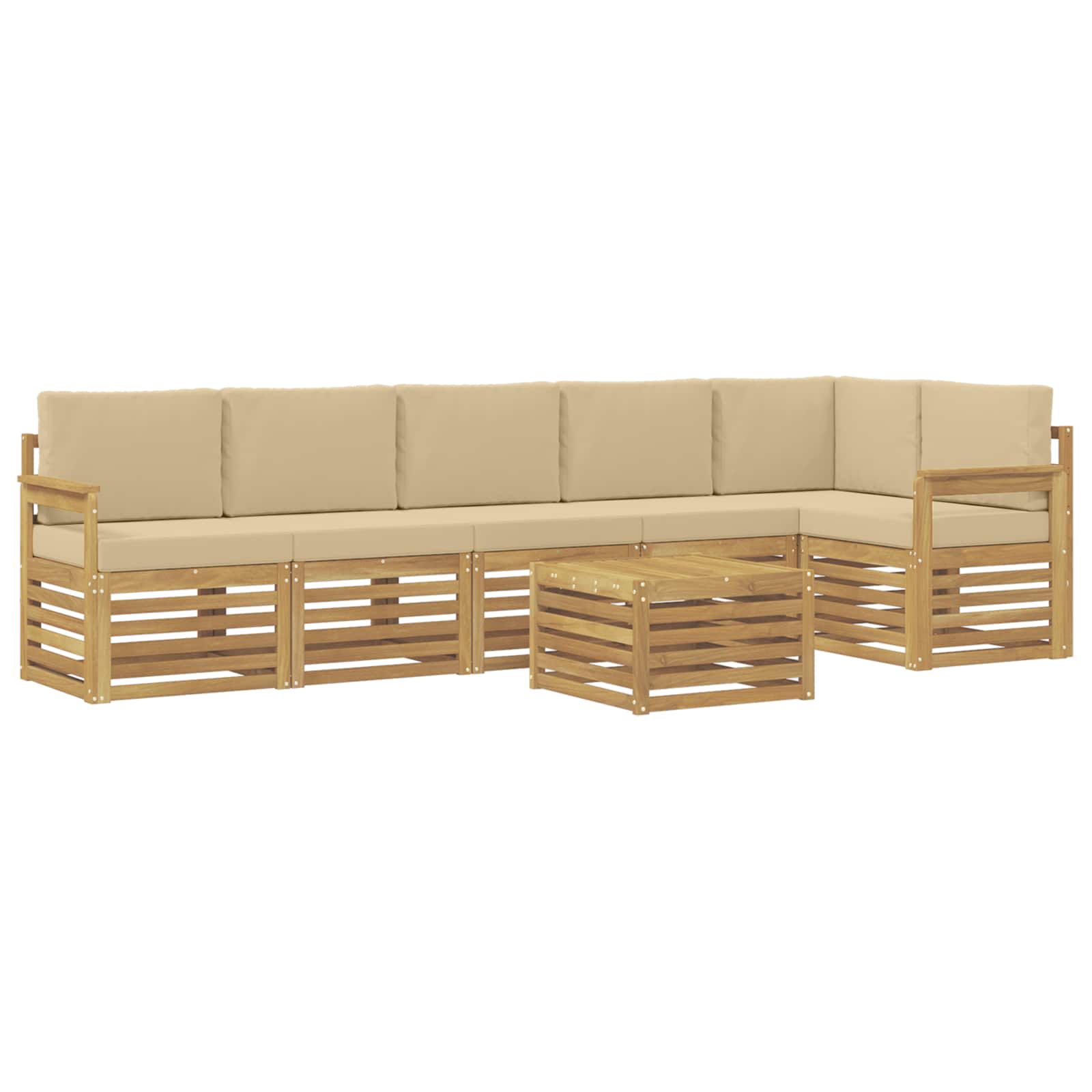 Σειρά Καναπέ Εξωτερικού 7 pcs Λευκό και Μπεζ 59 x 59 x 37 εκ - Pakobazaar
