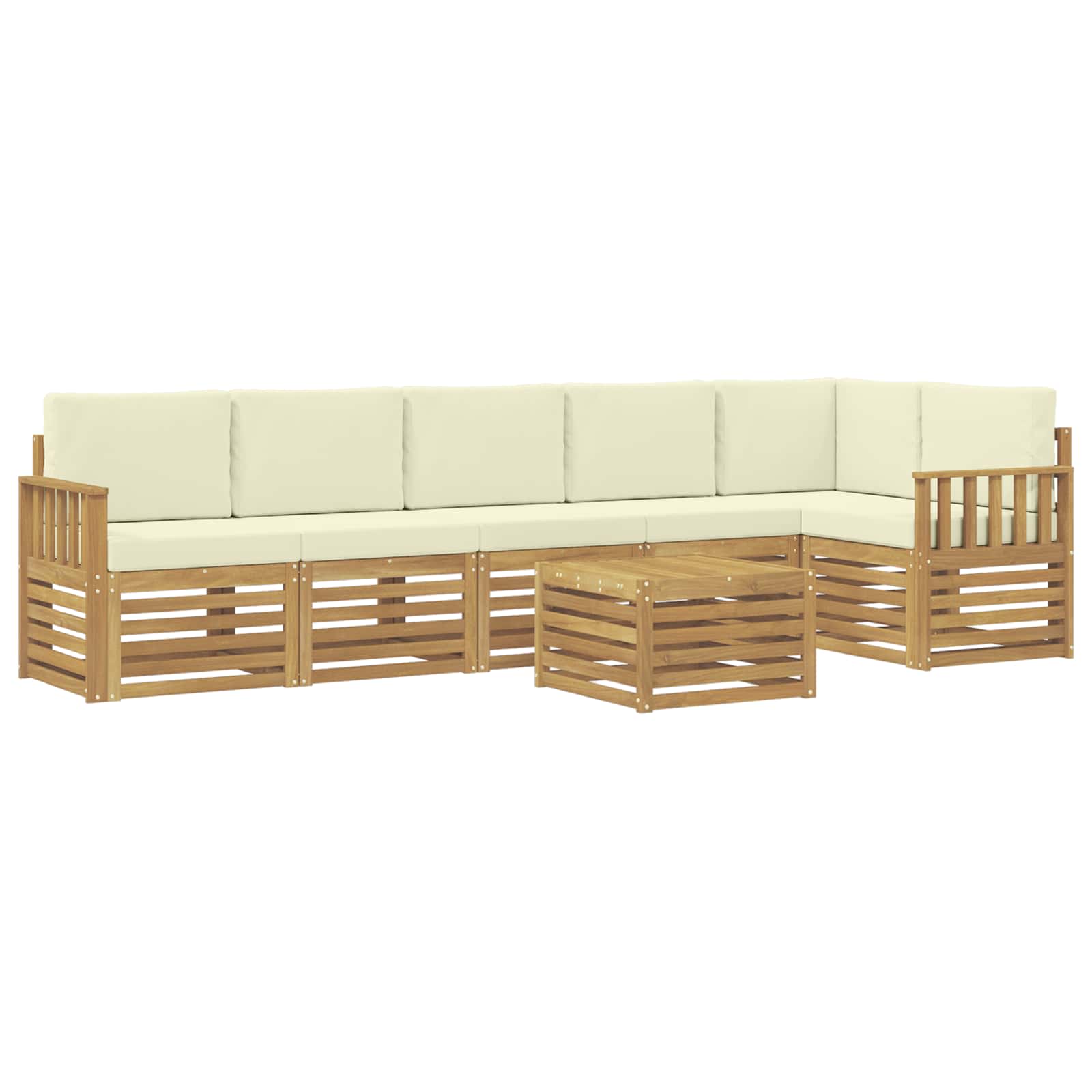 Σειρά Καναπέ Εξωτερικού 7 pcs Λευκό και Κρεμ 59 x 59 x 37 εκ - Pakobazaar