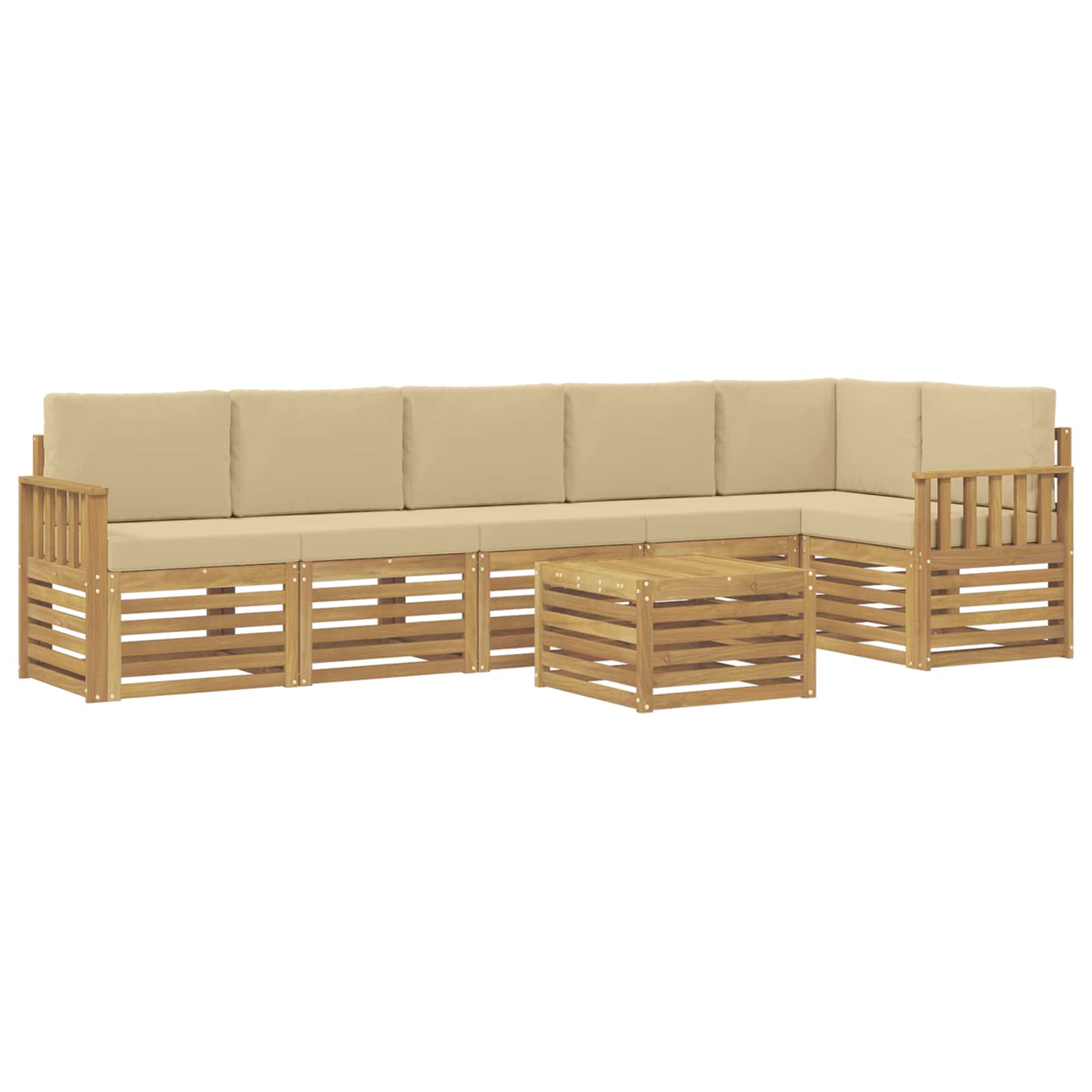 Σειρά Καναπέ Εξωτερικού 7 pcs Λευκό και Μπεζ 59 x 59 x 37 εκ - Pakobazaar