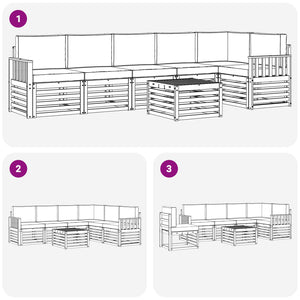 Σειρά Καναπέ Εξωτερικού 7 pcs Λευκό και Μπεζ 59 x 59 x 37 εκ - Pakobazaar