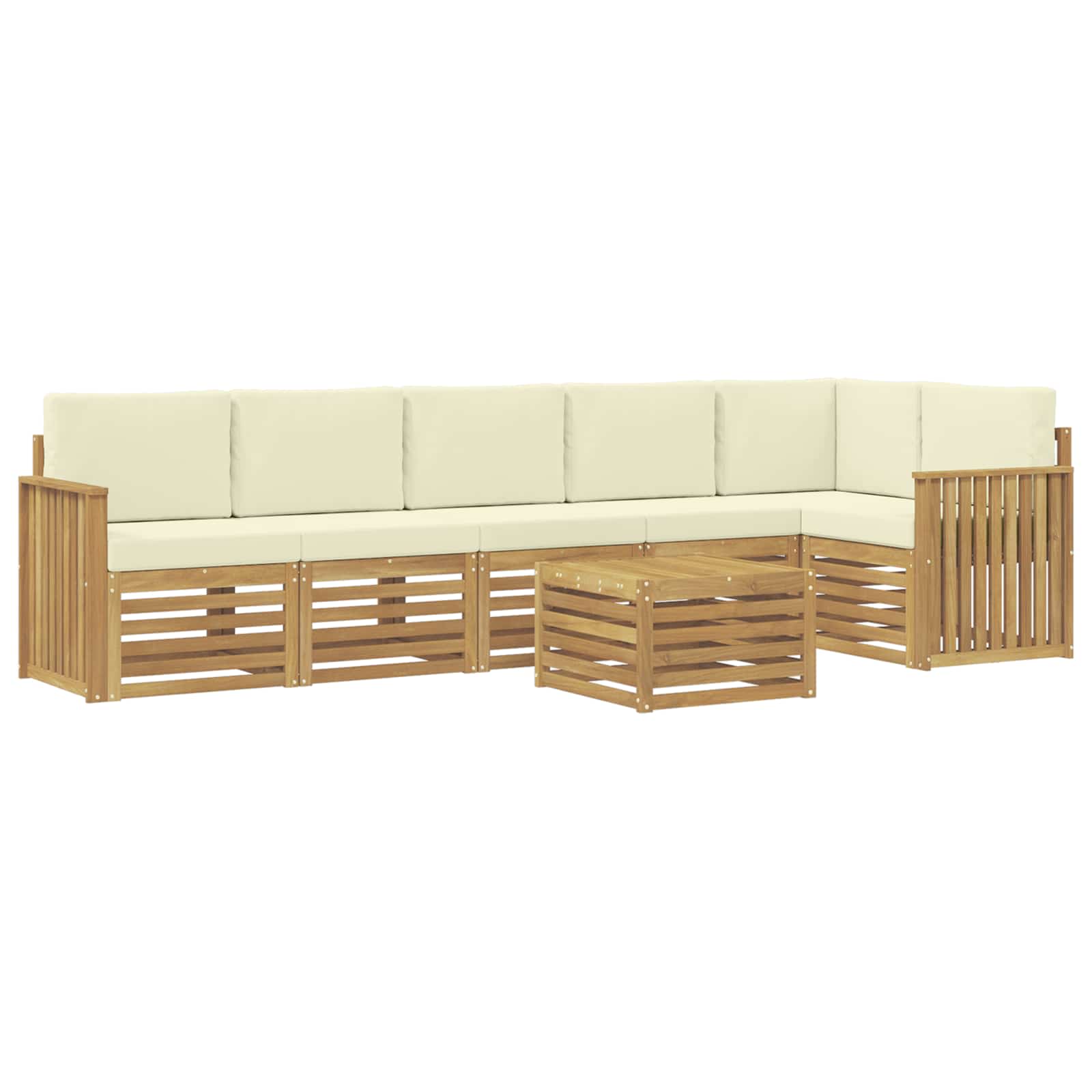Σειρά Καναπέ Εξωτερικού 7 pcs Λευκό και Κρεμ 59 x 59 x 37 εκ - Pakobazaar