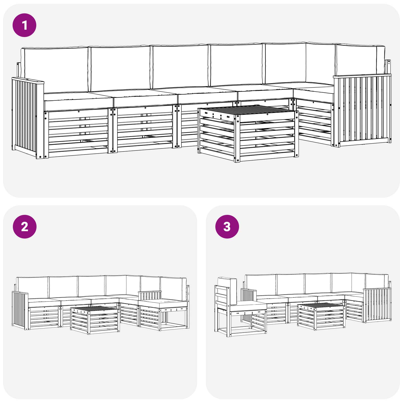 Σειρά Καναπέ Εξωτερικού 7 pcs Λευκό και Κρεμ 59 x 59 x 37 εκ - Pakobazaar
