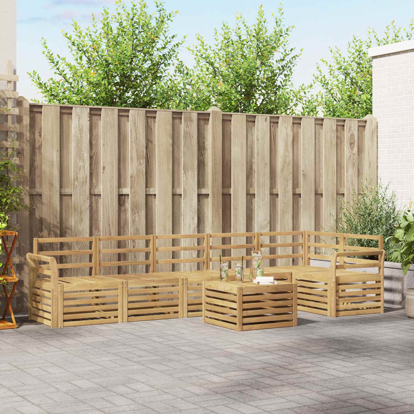 Σειρά Καναπέ Εξωτερικού 7 pcs Λευκό 59 x 59 x 37 εκ - Pakobazaar