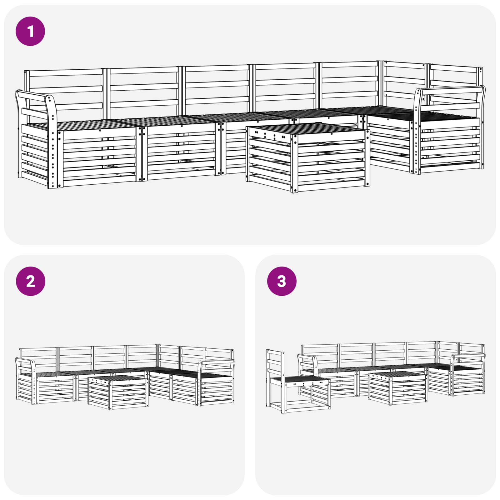 Σειρά Καναπέ Εξωτερικού 7 pcs Λευκό 59 x 59 x 37 εκ - Pakobazaar