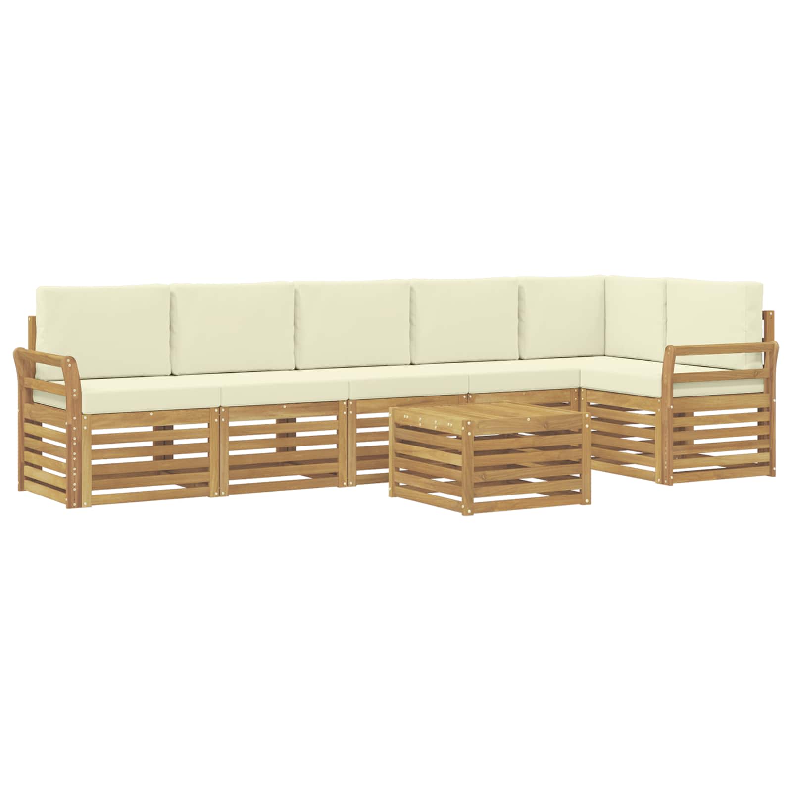 Σειρά Καναπέ Εξωτερικού 7 pcs Λευκό και Κρεμ 59 x 59 x 37 εκ - Pakobazaar