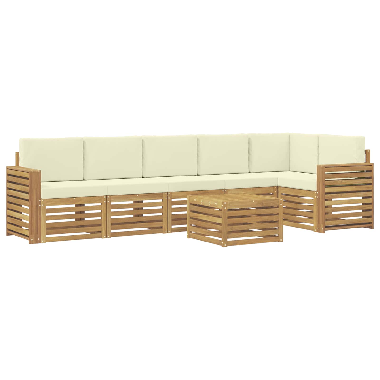 Σειρά Καναπέ Εξωτερικού 7 pcs Λευκό και Κρεμ 59 x 59 x 37 εκ - Pakobazaar