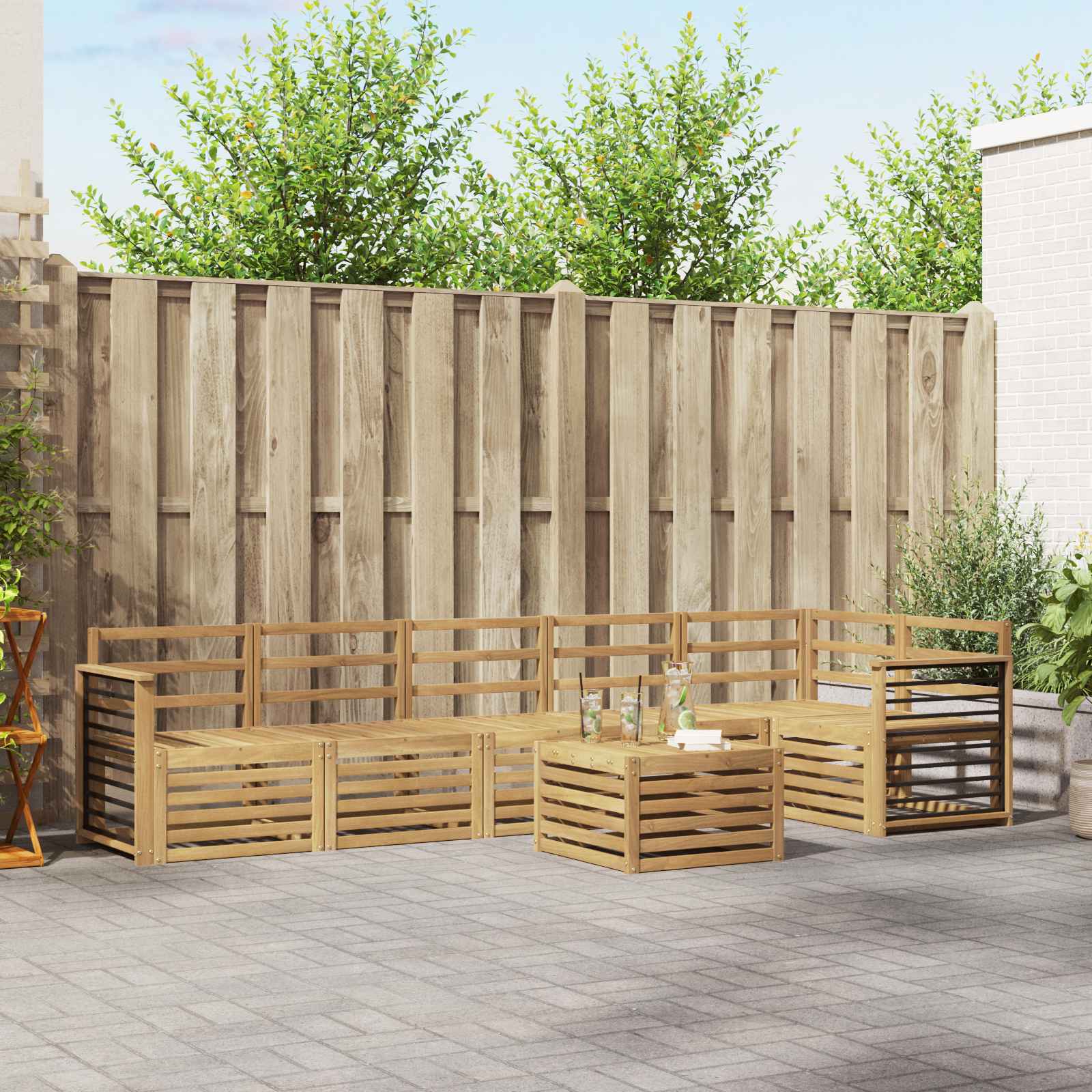 Σειρά Καναπέ Εξωτερικού 7 pcs Λευκό 59 x 59 x 37 εκ - Pakobazaar