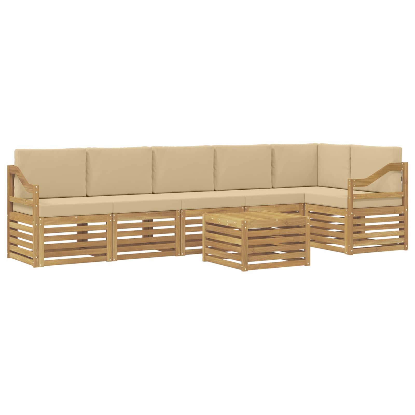 Σειρά Καναπέ Εξωτερικού 7 pcs Λευκό και Μπεζ 59 x 59 x 37 εκ - Pakobazaar