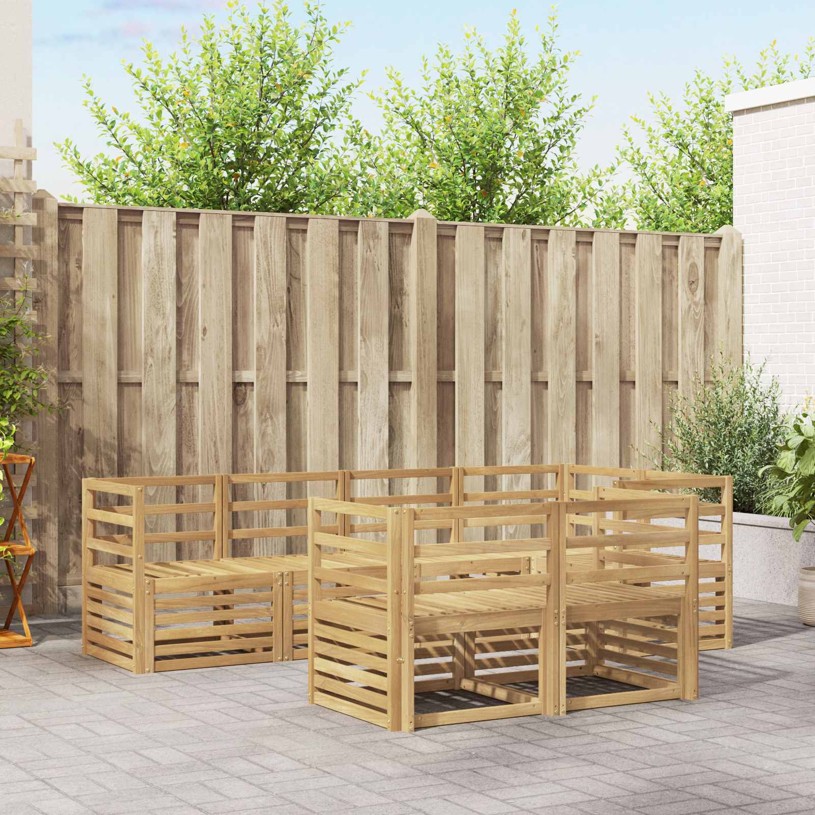 Σειρά Καναπέ Εξωτερικού 7 pcs Λευκό 245 x 126,5 x 73 εκ - Pakobazaar