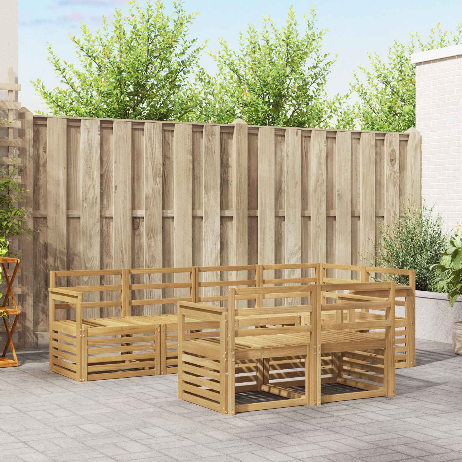 Σειρά Καναπέ Εξωτερικού 7 pcs Λευκό 247 x 128,5 x 73 εκ - Pakobazaar