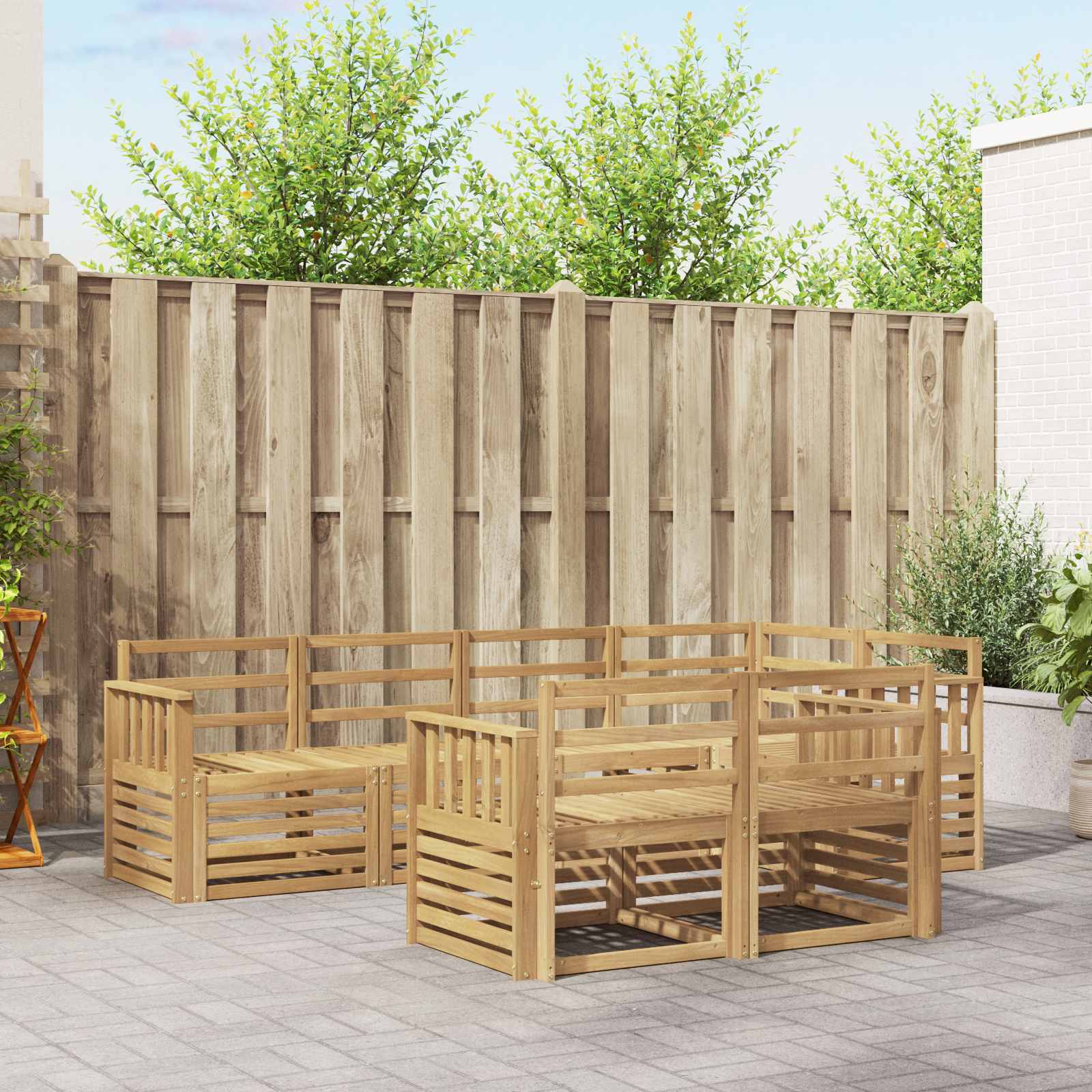 Σειρά Καναπέ Εξωτερικού 7 pcs Λευκό 247 x 128,5 x 73 εκ - Pakobazaar