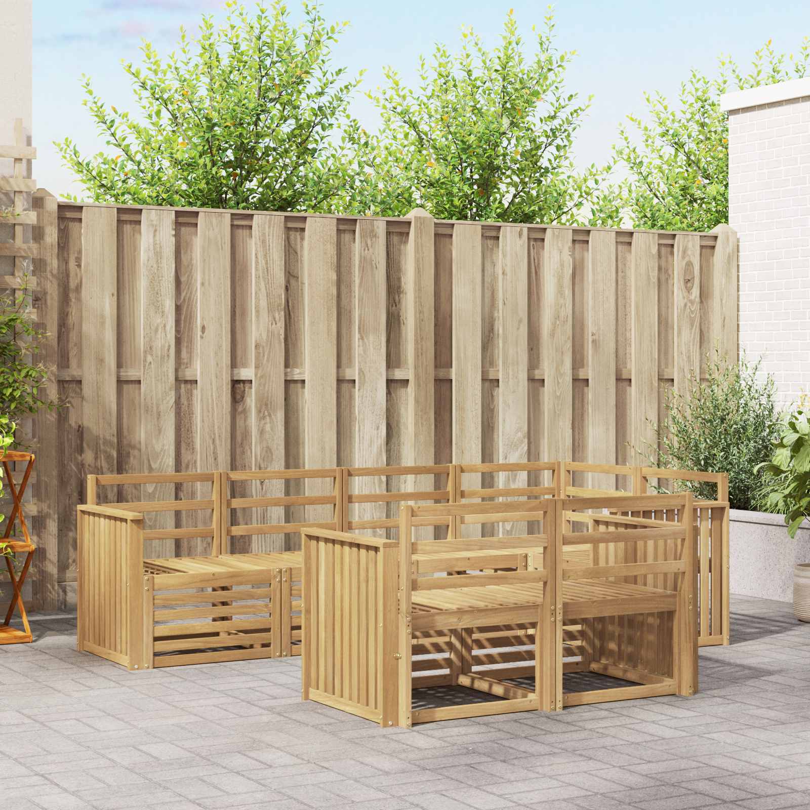 Σειρά Καναπέ Εξωτερικού 7 pcs Λευκό 247 x 128,5 x 73 εκ - Pakobazaar