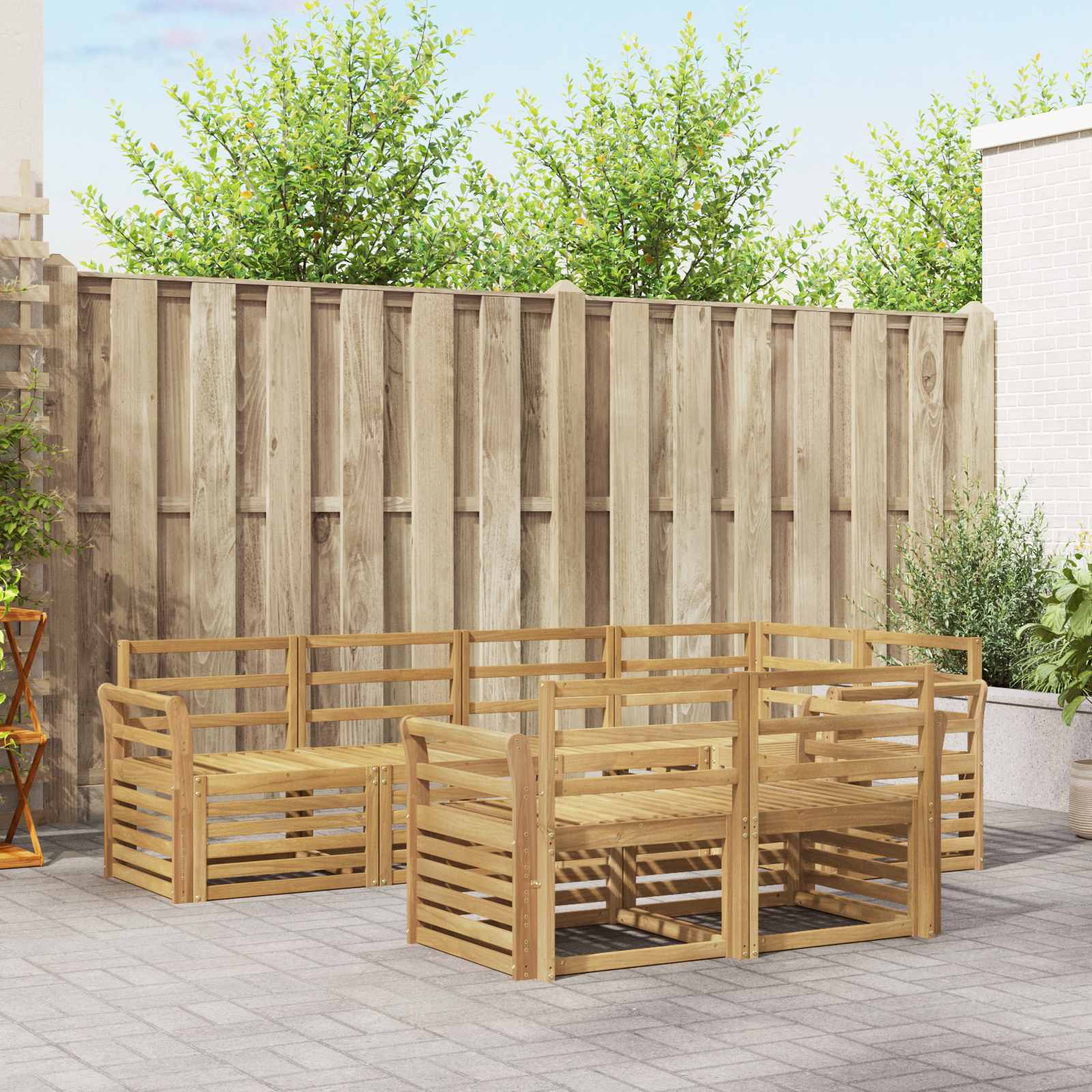 Σειρά Καναπέ Εξωτερικού 7 pcs Λευκό 249 x 130,5 x 73 εκ - Pakobazaar