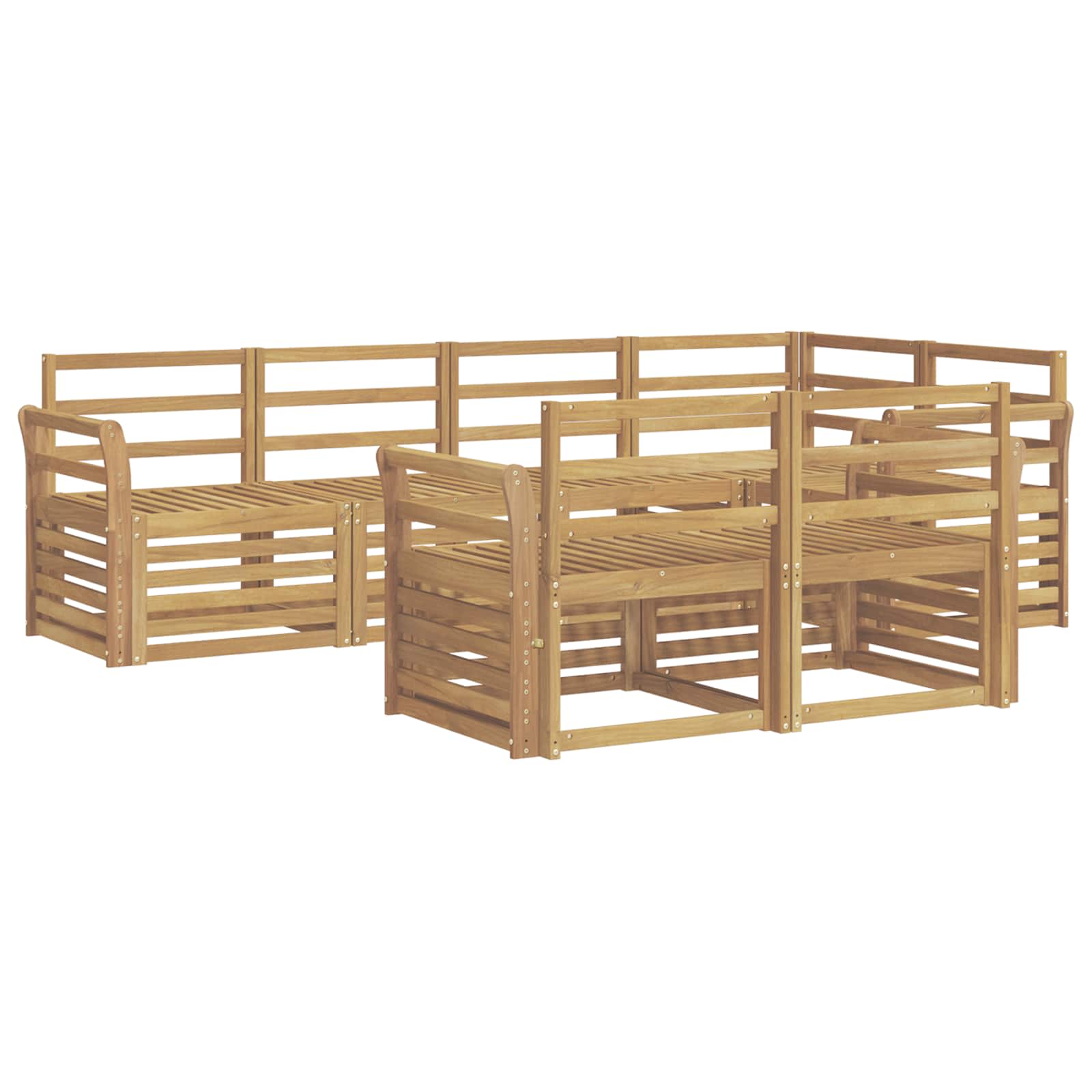 Σειρά Καναπέ Εξωτερικού 7 pcs Λευκό 249 x 130,5 x 73 εκ - Pakobazaar
