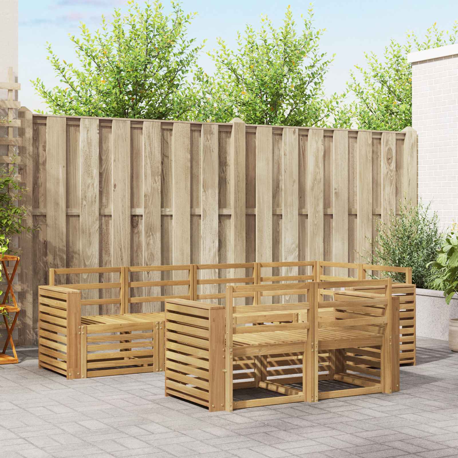 Σειρά Καναπέ Εξωτερικού 7 pcs Λευκό 251 x 132,5 x 73 εκ - Pakobazaar