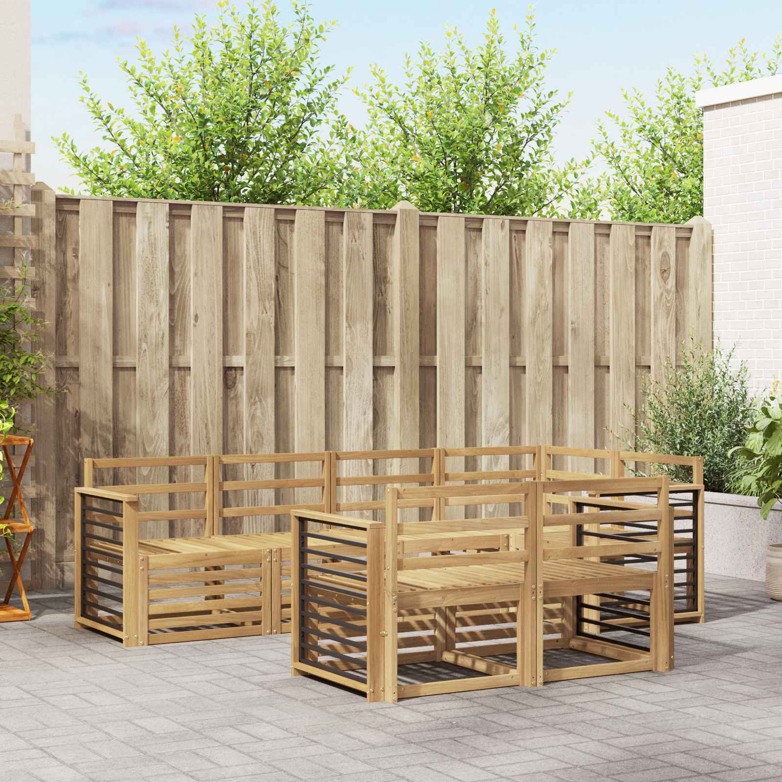 Σειρά Καναπέ Εξωτερικού 7 pcs Λευκό 247 x 128,5 x 73 εκ - Pakobazaar