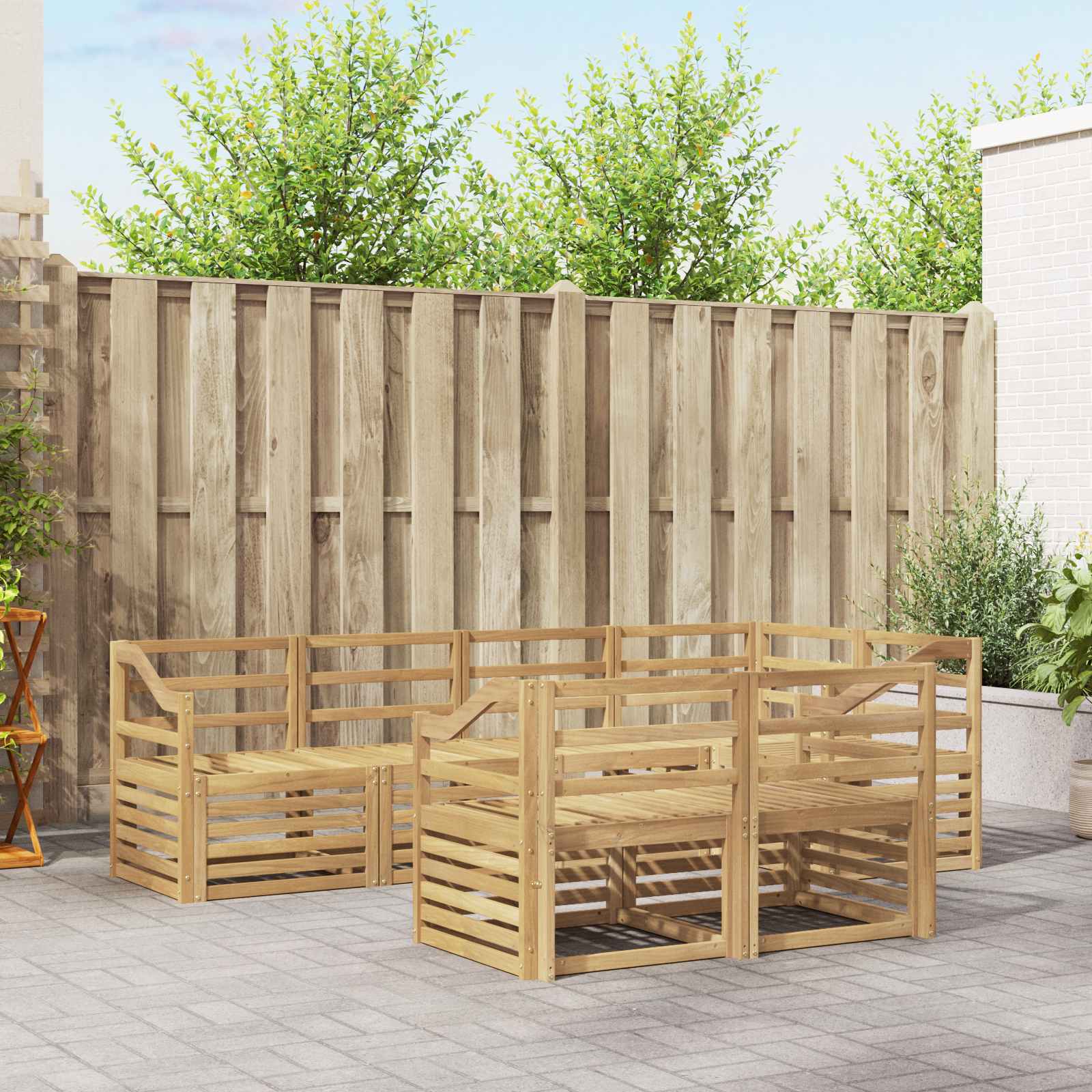 Σειρά Καναπέ Εξωτερικού 7 pcs Λευκό 245 x 126,5 x 73 εκ - Pakobazaar