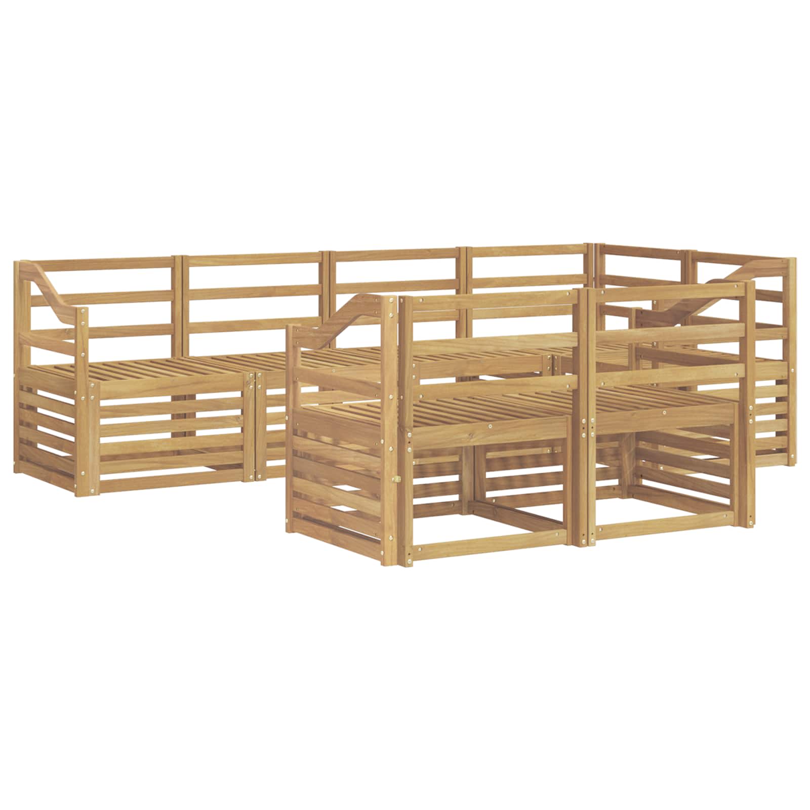 Σειρά Καναπέ Εξωτερικού 7 pcs Λευκό 245 x 126,5 x 73 εκ - Pakobazaar