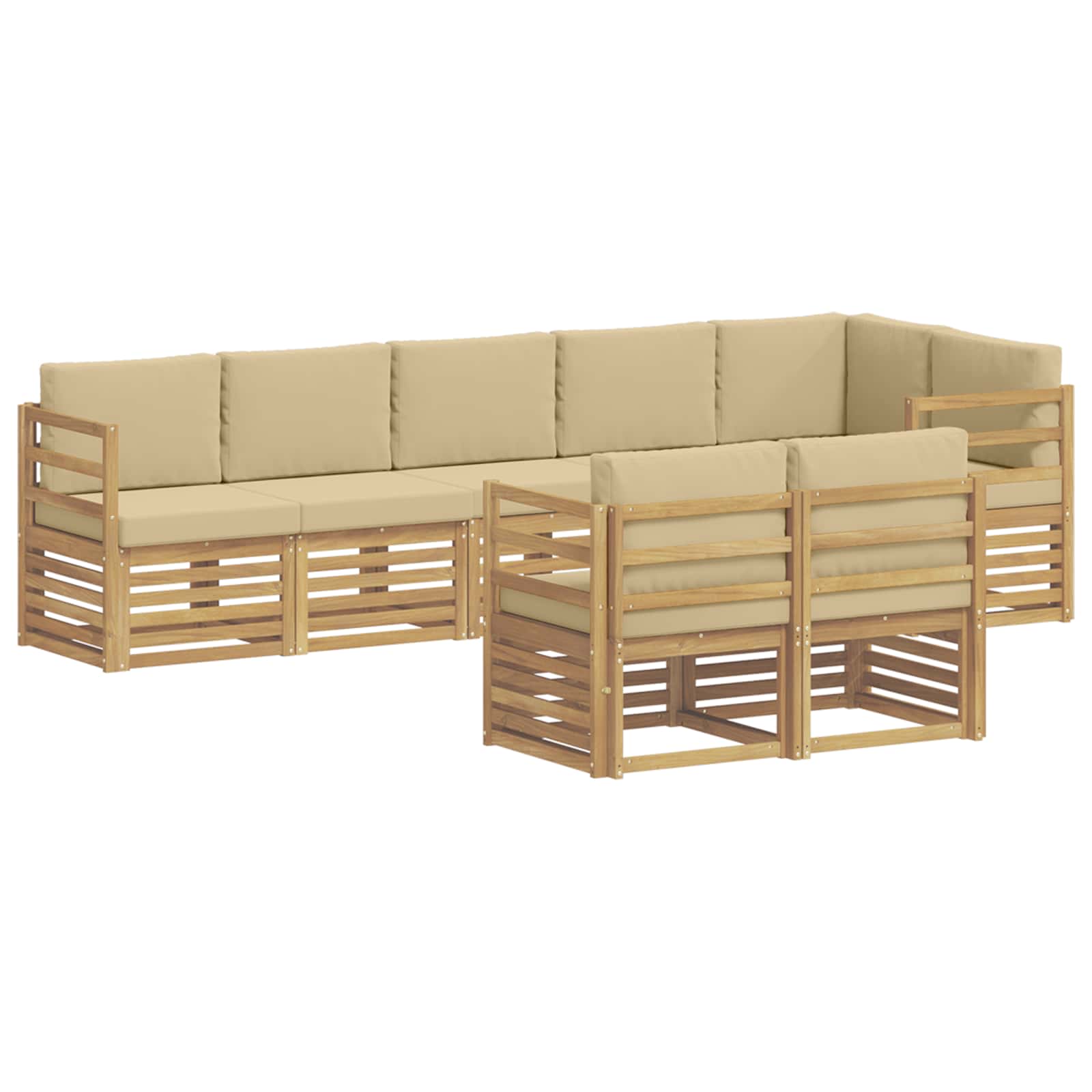Σειρά Καναπέ Εξωτερικού 8 pcs Λευκό και Μπεζ - Pakobazaar
