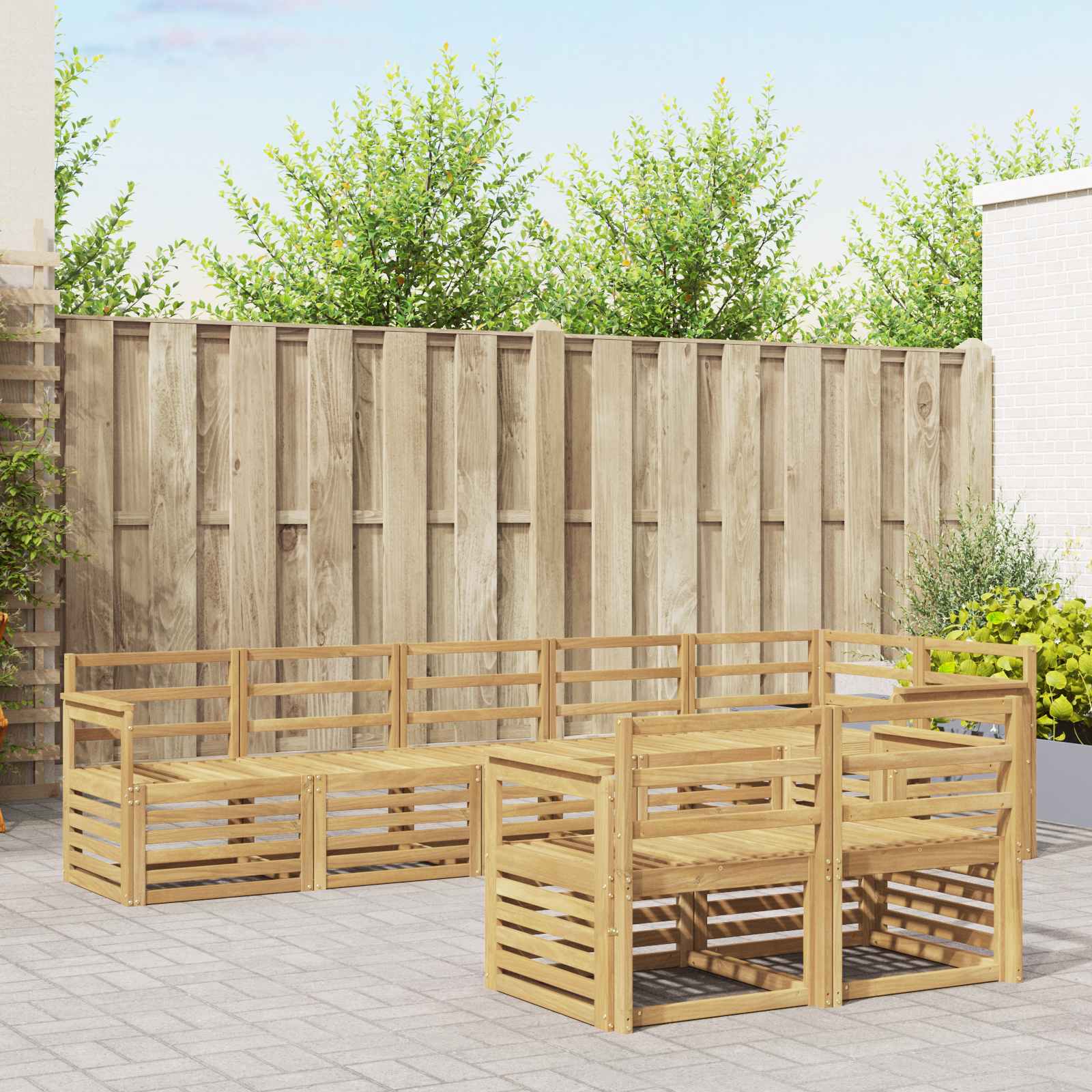 Σειρά Καναπέ Εξωτερικού 8 pcs Λευκό 306 x 128,5 x 73 εκ - Pakobazaar
