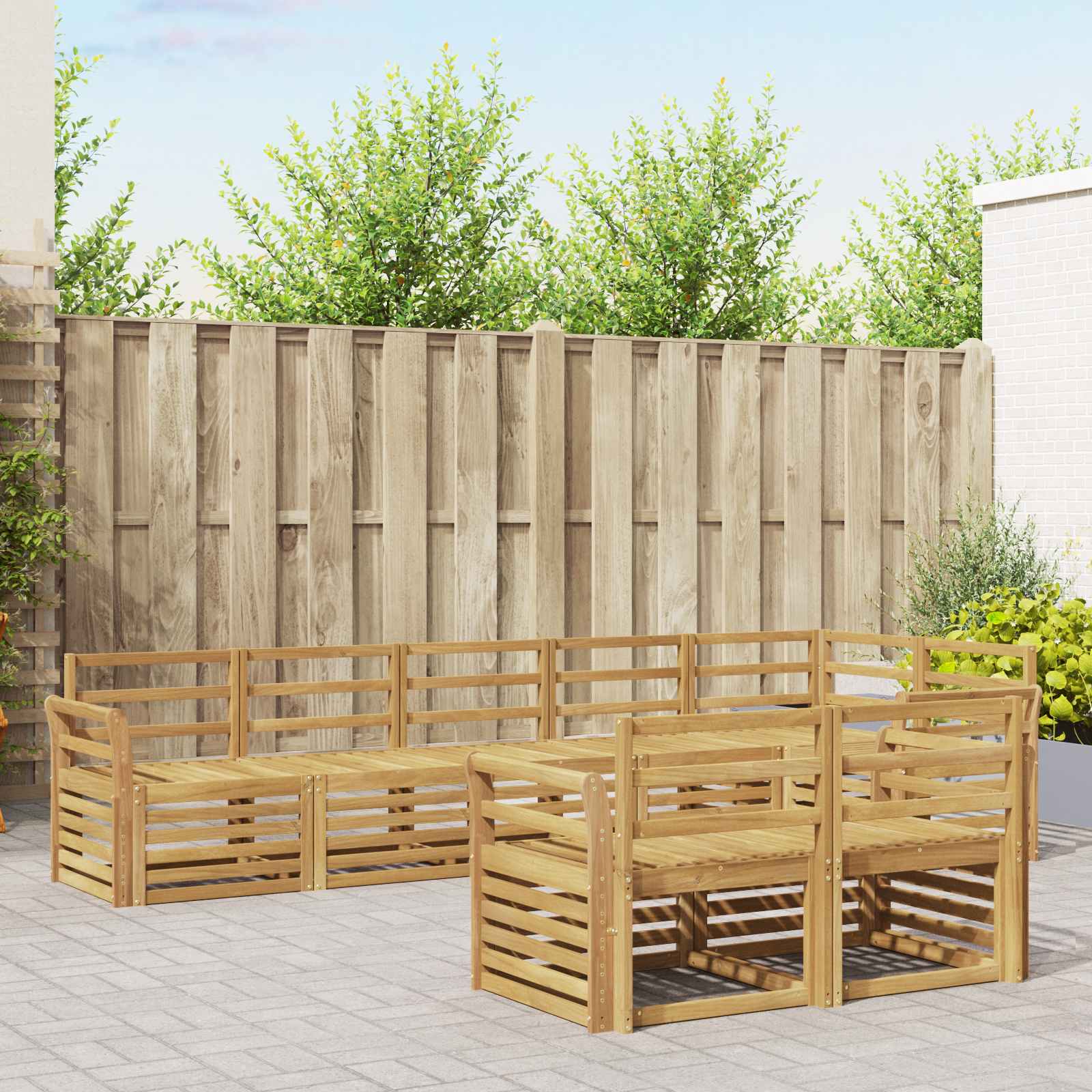 Σειρά Καναπέ Εξωτερικού 8 pcs Λευκό 308 x 130,5 x 73 εκ - Pakobazaar