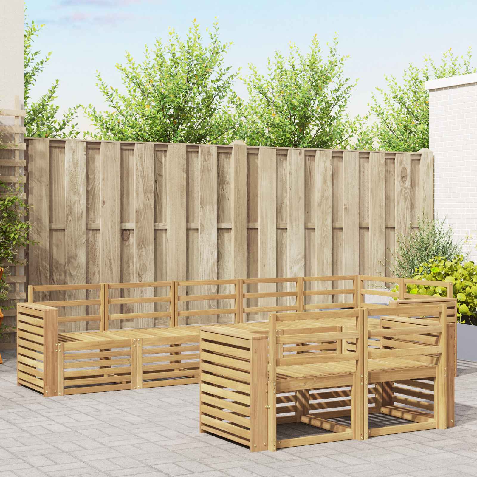 Σειρά Καναπέ Εξωτερικού 8 pcs Λευκό 310 x 132,5 x 73 εκ - Pakobazaar