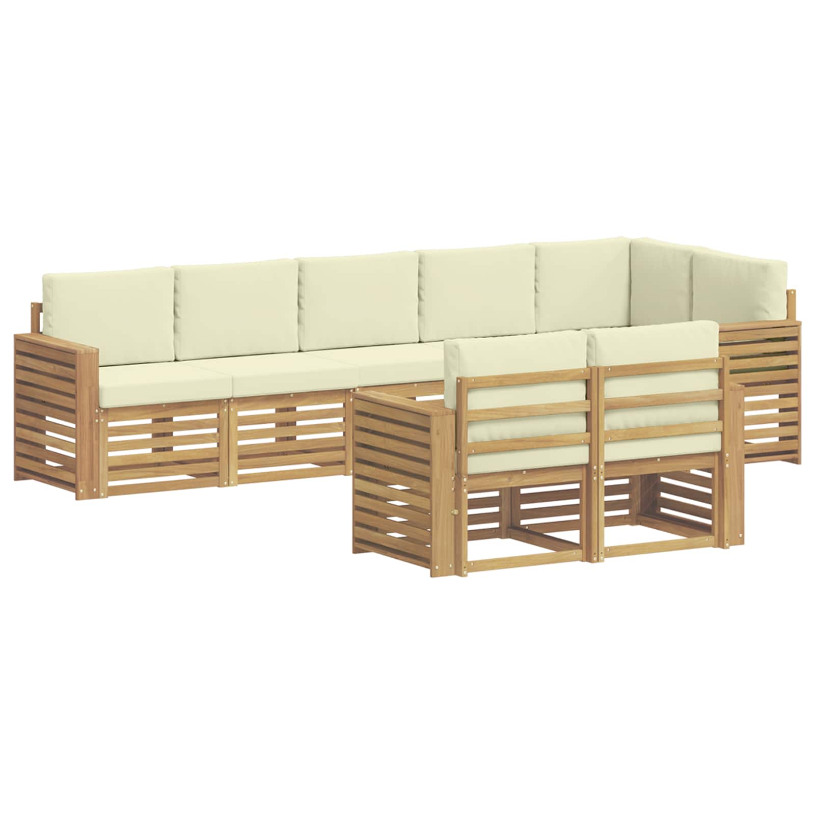 Σειρά Καναπέ Εξωτερικού 8 pcs Λευκό και Κρεμ - Pakobazaar