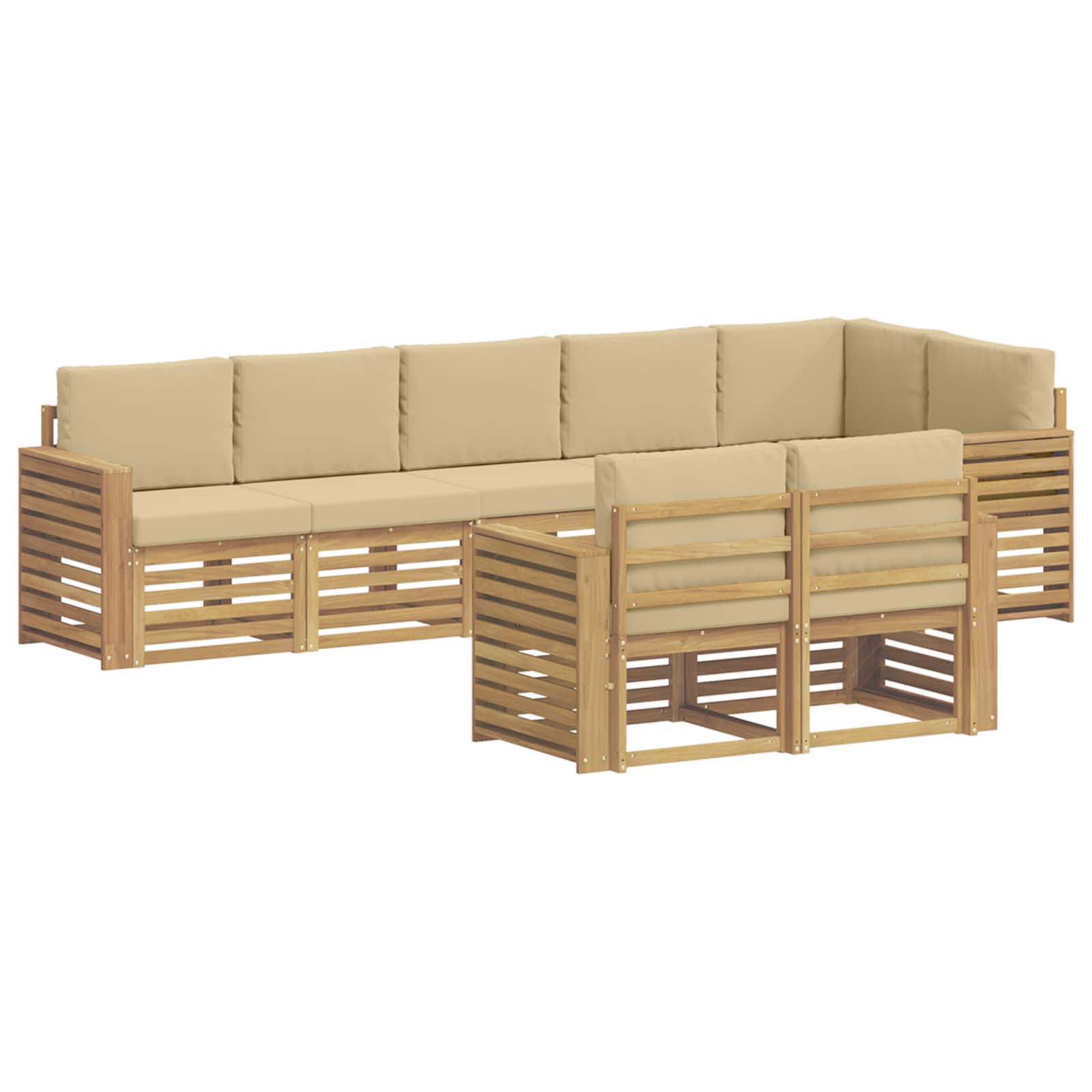 Σειρά Καναπέ Εξωτερικού 8 pcs Λευκό και Μπεζ - Pakobazaar