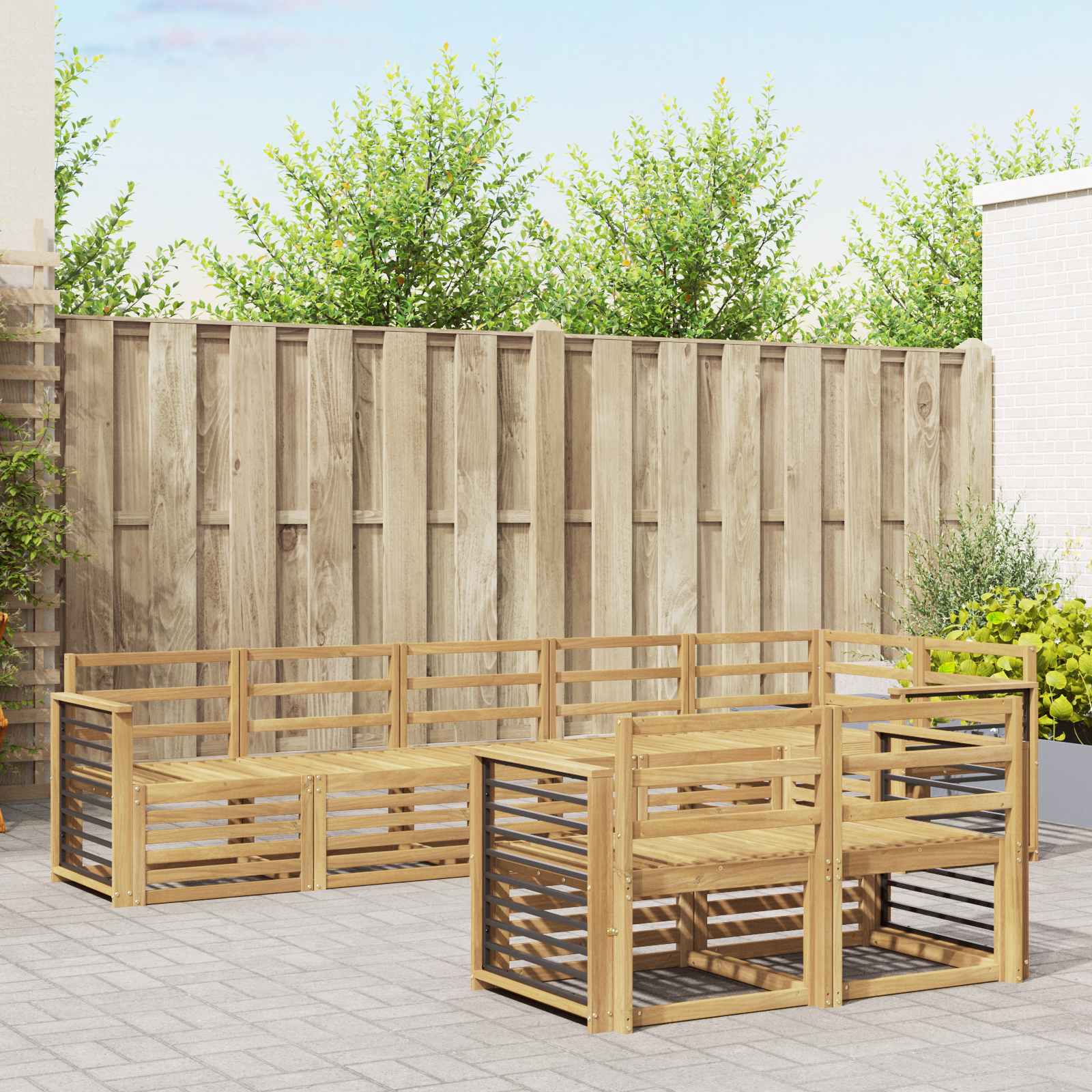 Σειρά Καναπέ Εξωτερικού 8 pcs Λευκό 306 x 128,5 x 73 εκ - Pakobazaar