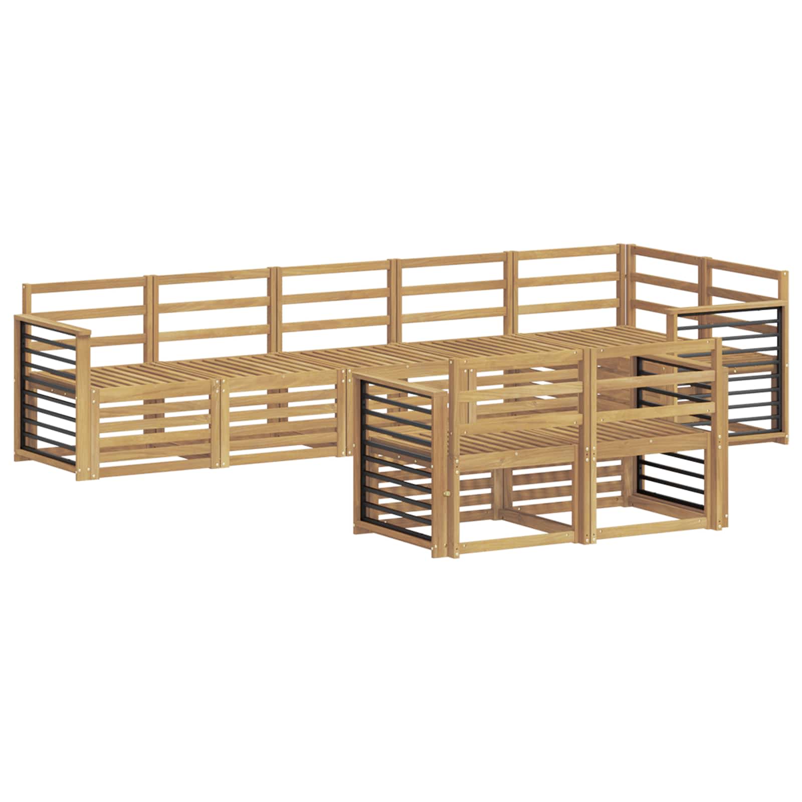 Σειρά Καναπέ Εξωτερικού 8 pcs Λευκό 306 x 128,5 x 73 εκ - Pakobazaar