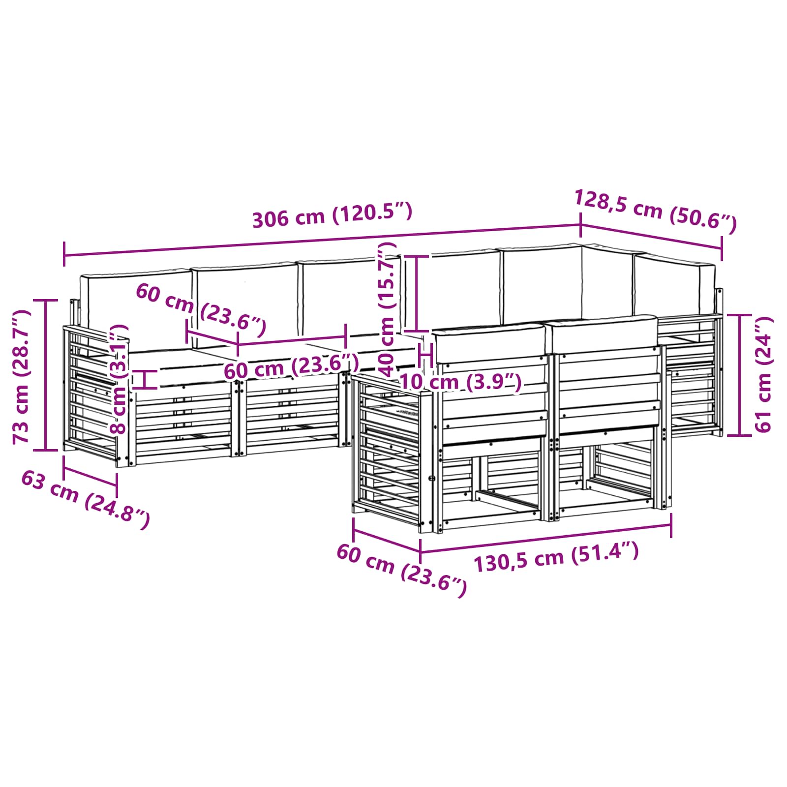 Σειρά Καναπέ Εξωτερικού 8 pcs Λευκό και Μπεζ - Pakobazaar