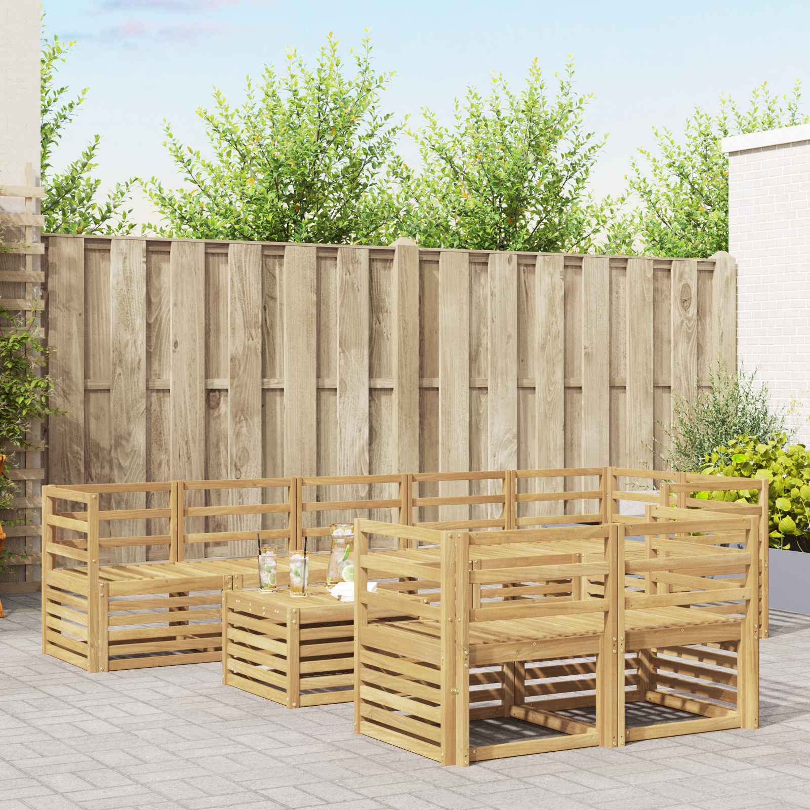 Σειρά Καναπέ Εξωτερικού 9 pcs Λευκό 59 x 59 x 37 εκ - Pakobazaar