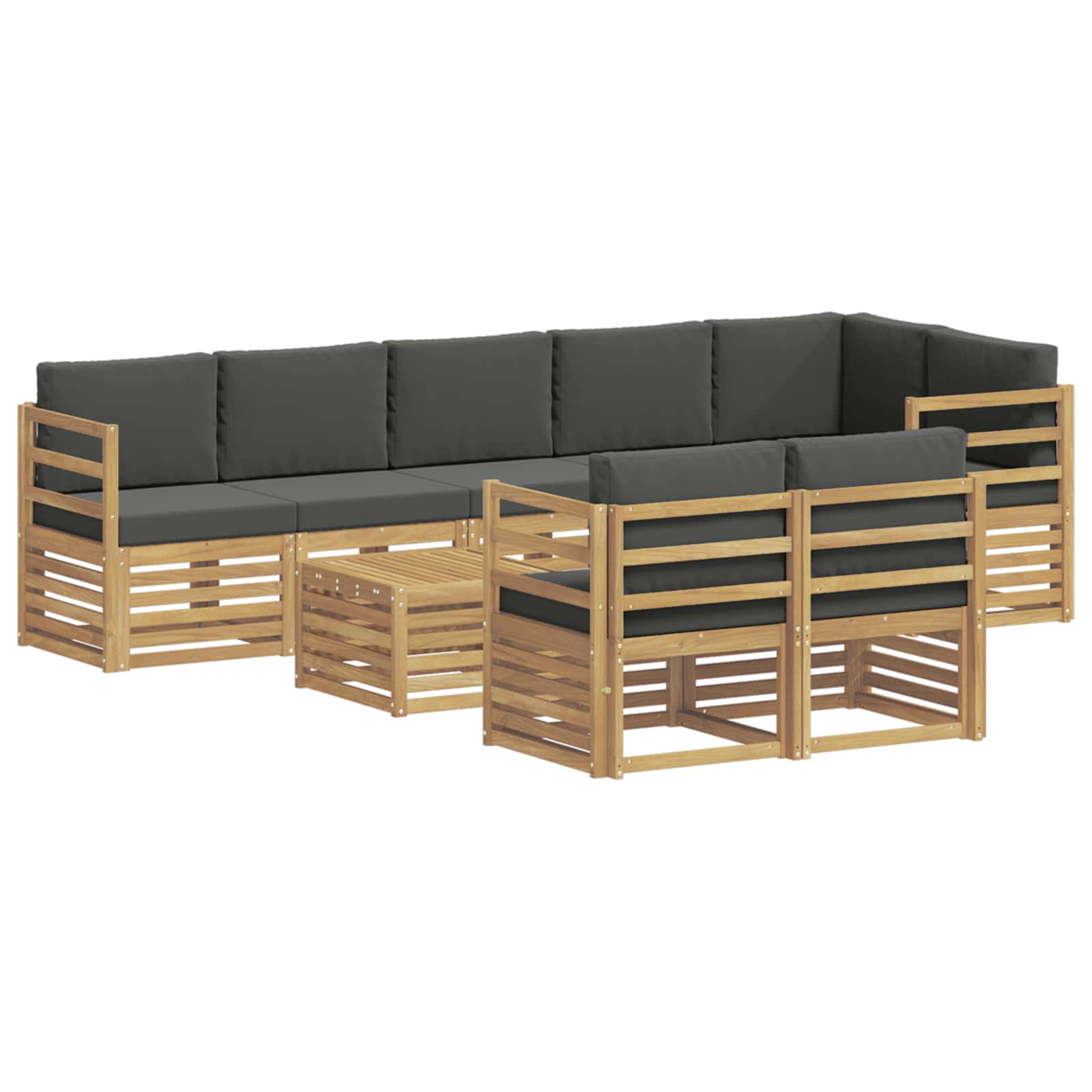 Σειρά Καναπέ Εξωτερικού 8 pcs Άσπρο και Ανθρακί 59 x 59 x 37 εκ - Pakobazaar