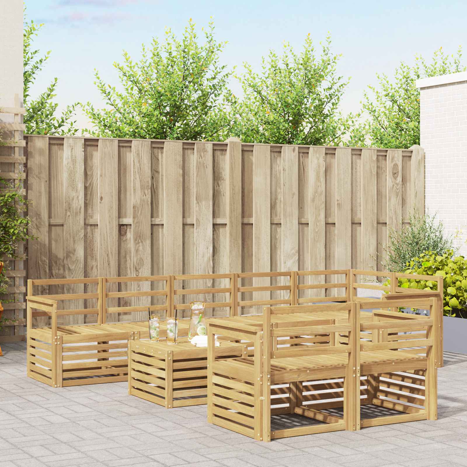 Σειρά Καναπέ Εξωτερικού 9 pcs Λευκό 59 x 59 x 37 εκ - Pakobazaar