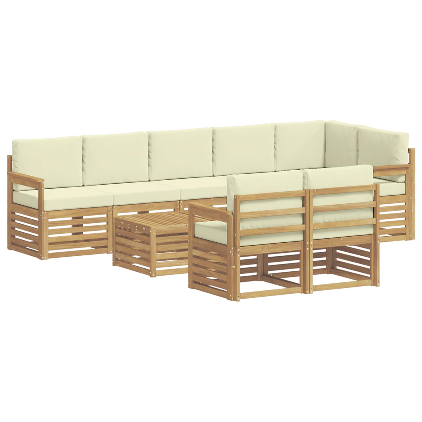 Σειρά Καναπέ Εξωτερικού 8 pcs Λευκό και Κρεμ 59 x 59 x 37 εκ - Pakobazaar