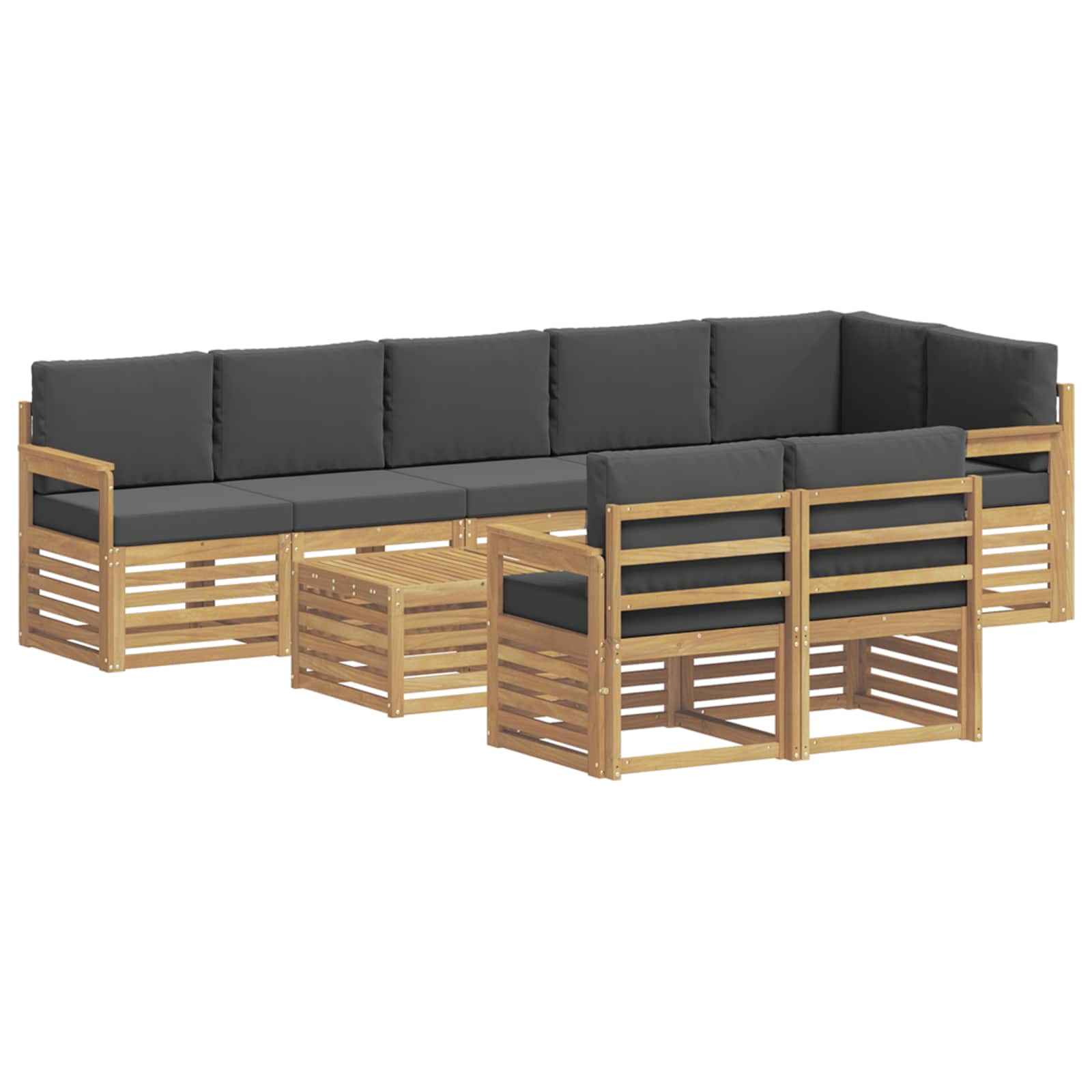Σειρά Καναπέ Εξωτερικού 8 pcs Άσπρο και Ανθρακί 59 x 59 x 37 εκ - Pakobazaar