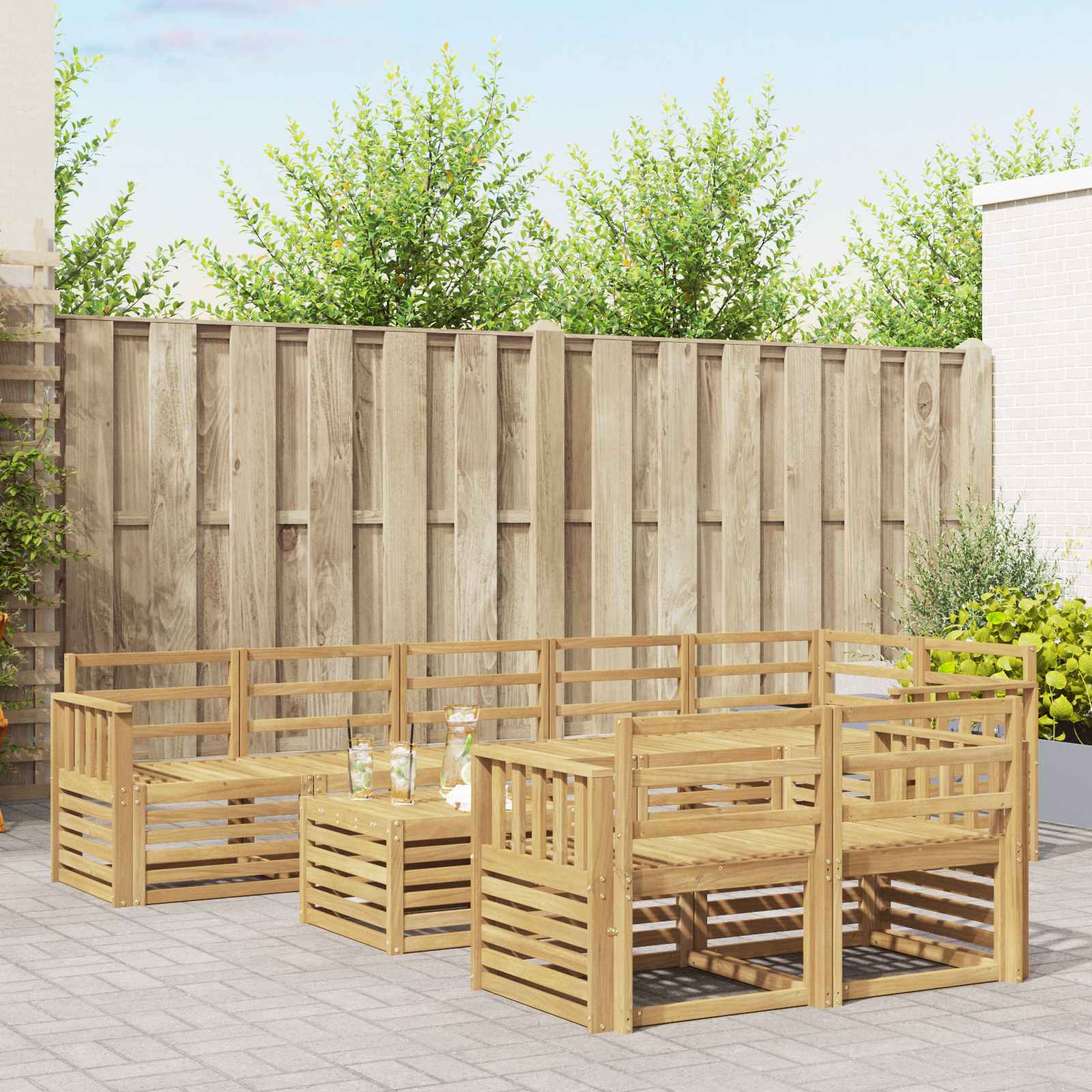 Σειρά Καναπέ Εξωτερικού 9 pcs Λευκό 59 x 59 x 37 εκ - Pakobazaar