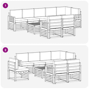 Σειρά Καναπέ Εξωτερικού 8 pcs Λευκό και Κρεμ 59 x 59 x 37 εκ - Pakobazaar