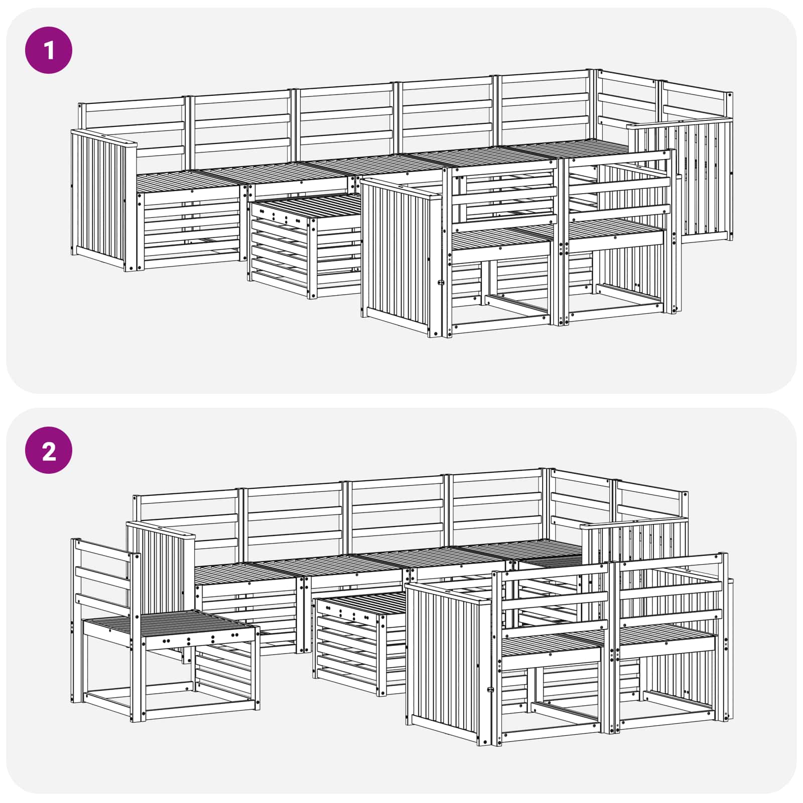 Σειρά Καναπέ Εξωτερικού 9 pcs Λευκό 59 x 59 x 37 εκ - Pakobazaar