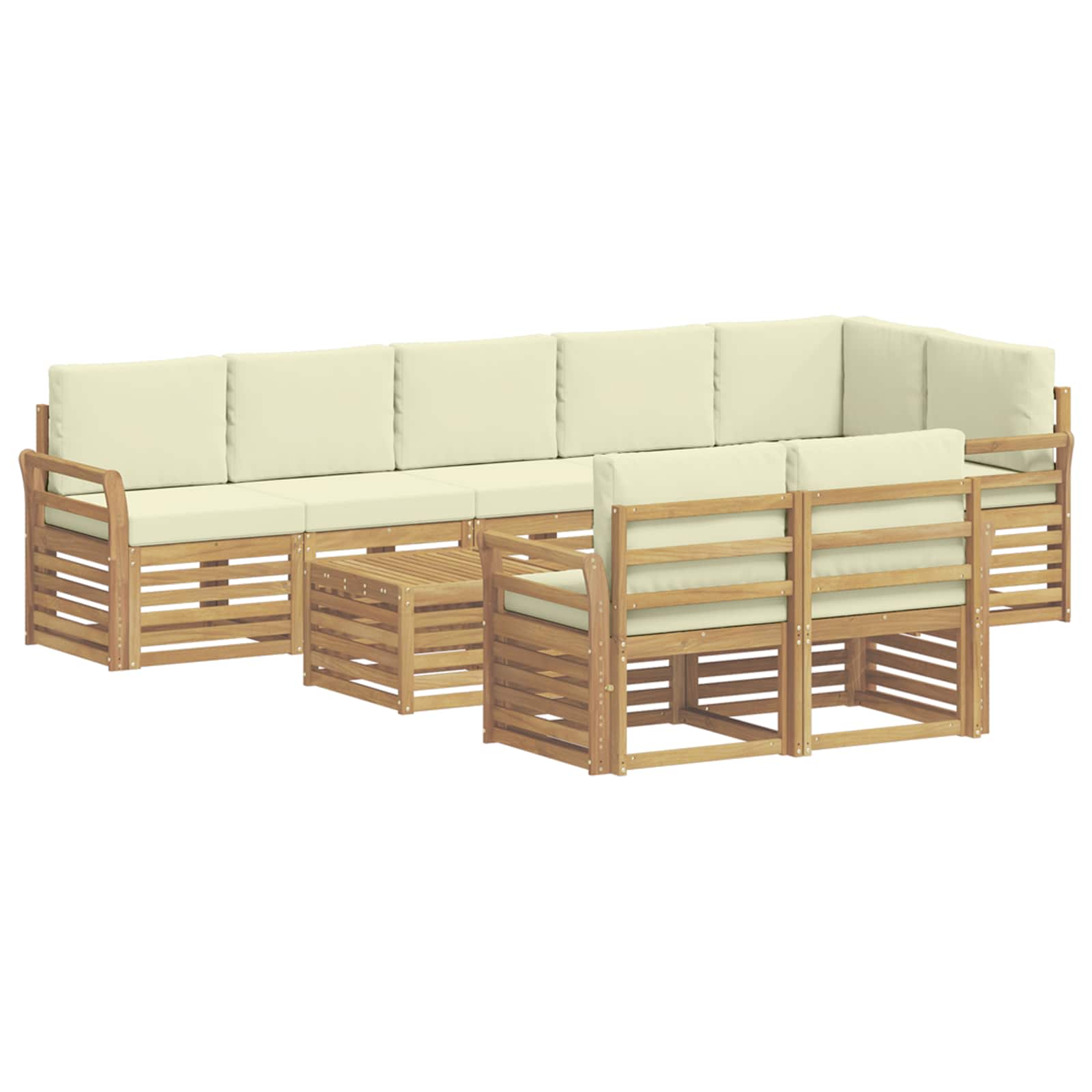 Σειρά Καναπέ Εξωτερικού 9 pcs Λευκό και Κρεμ 59 x 59 x 37 εκ - Pakobazaar