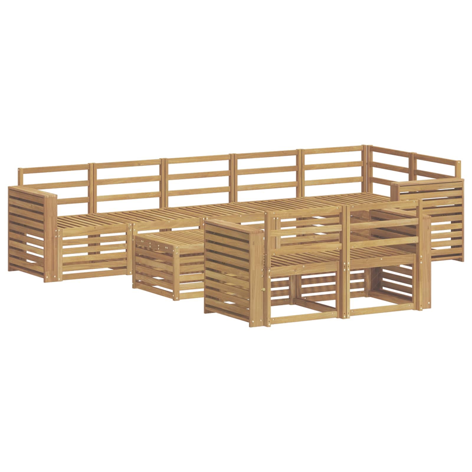 Σειρά Καναπέ Εξωτερικού 9 pcs Λευκό 59 x 59 x 37 εκ - Pakobazaar