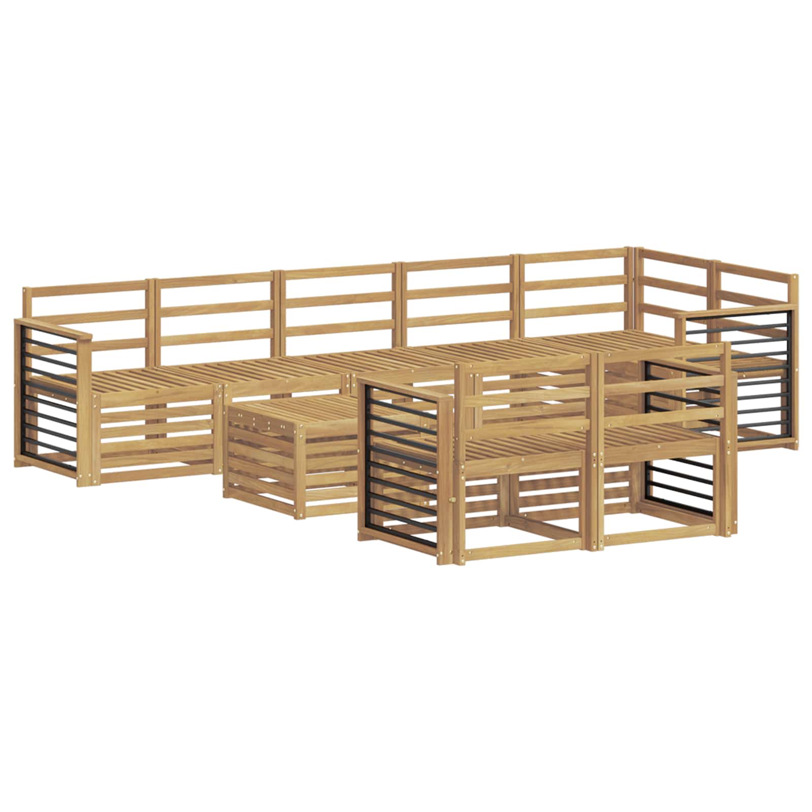 Σειρά Καναπέ Εξωτερικού 9 pcs Λευκό 59 x 59 x 37 εκ - Pakobazaar