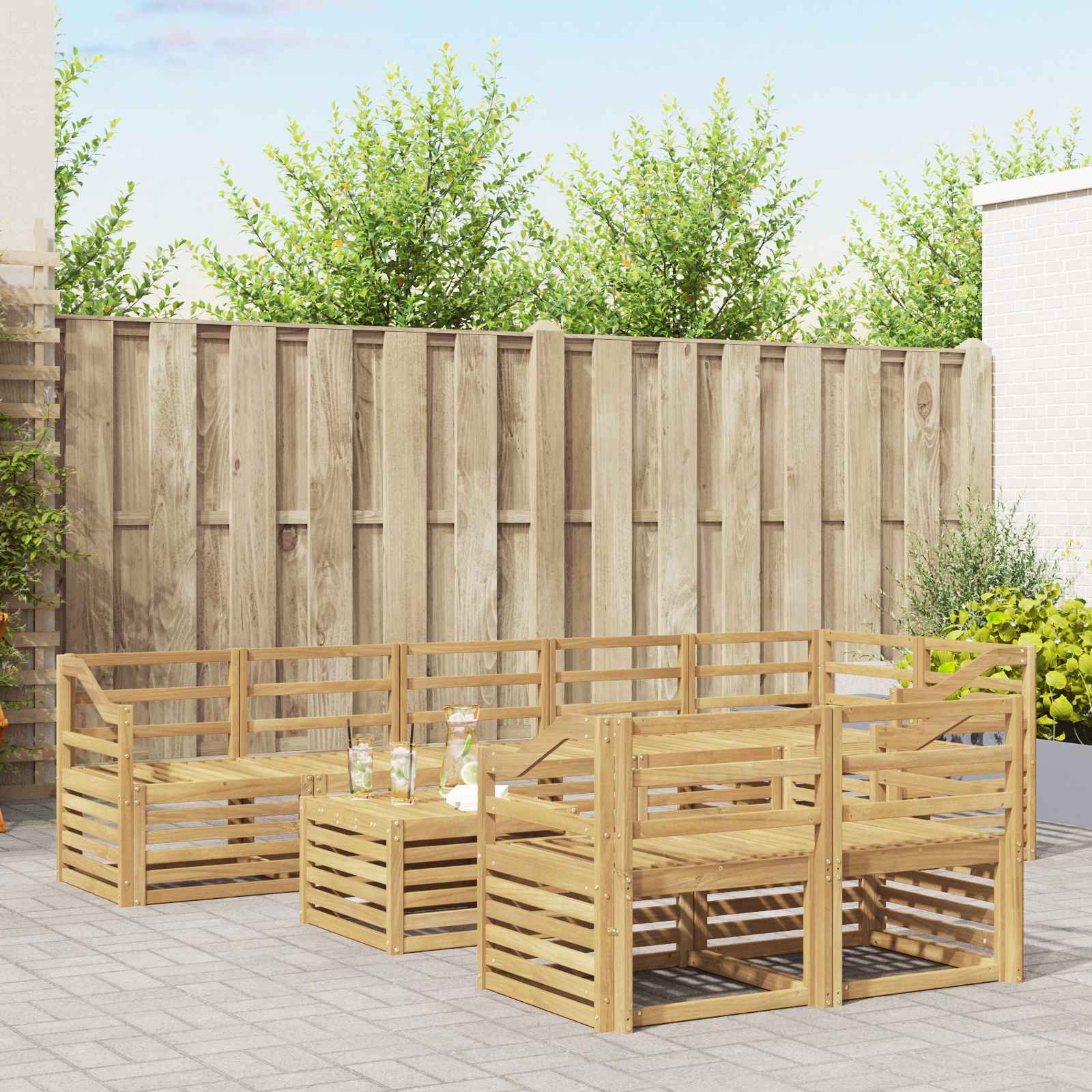 Σειρά Καναπέ Εξωτερικού 9 pcs Λευκό 59 x 59 x 37 εκ - Pakobazaar