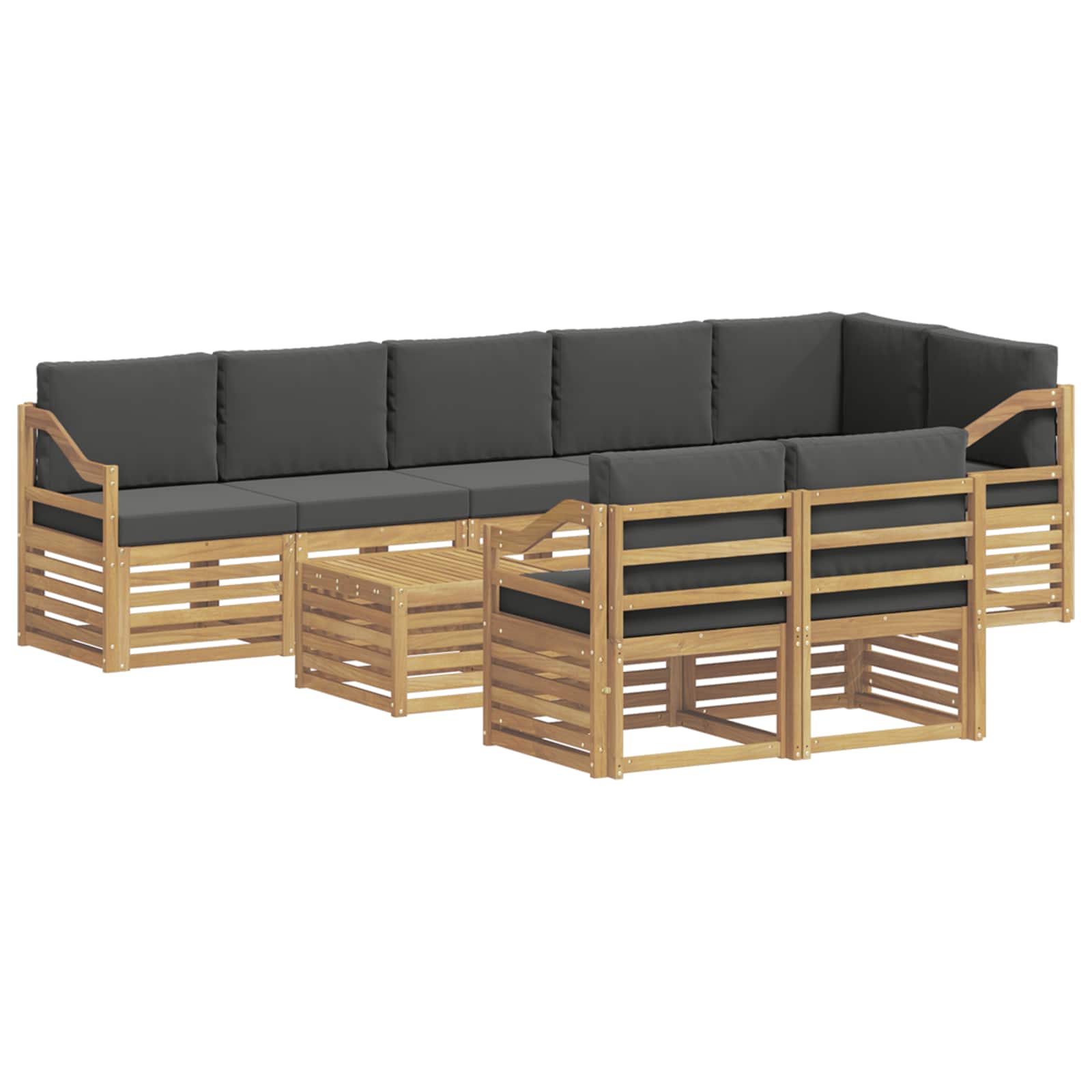 Σειρά Καναπέ Εξωτερικού 8 pcs Άσπρο και Ανθρακί 59 x 59 x 37 εκ - Pakobazaar