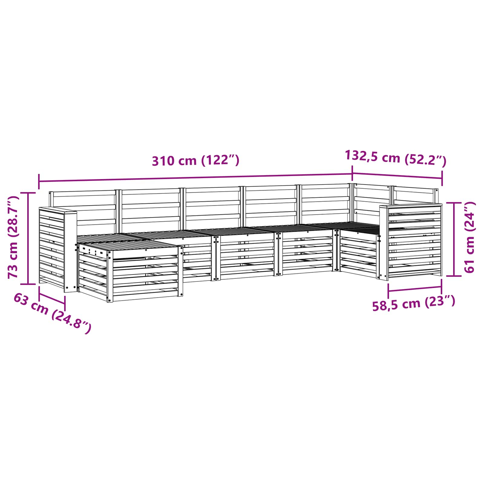 Σειρά Καναπέ Εξωτερικού 7 pcs Λευκό - Pakobazaar
