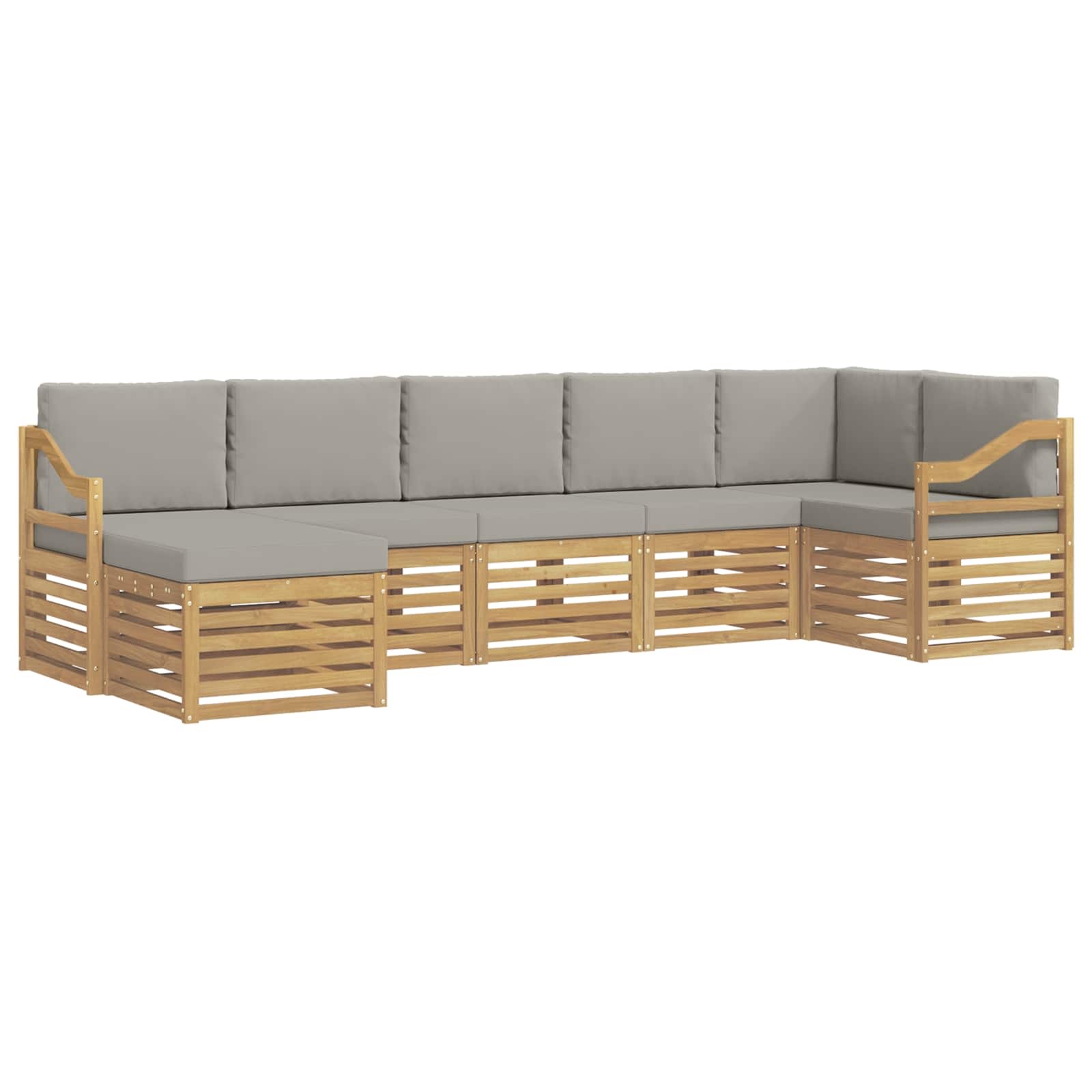 Σειρά Καναπέ Εξωτερικού 7 pcs Λευκό και Ανοιχτό Γκρι - Pakobazaar