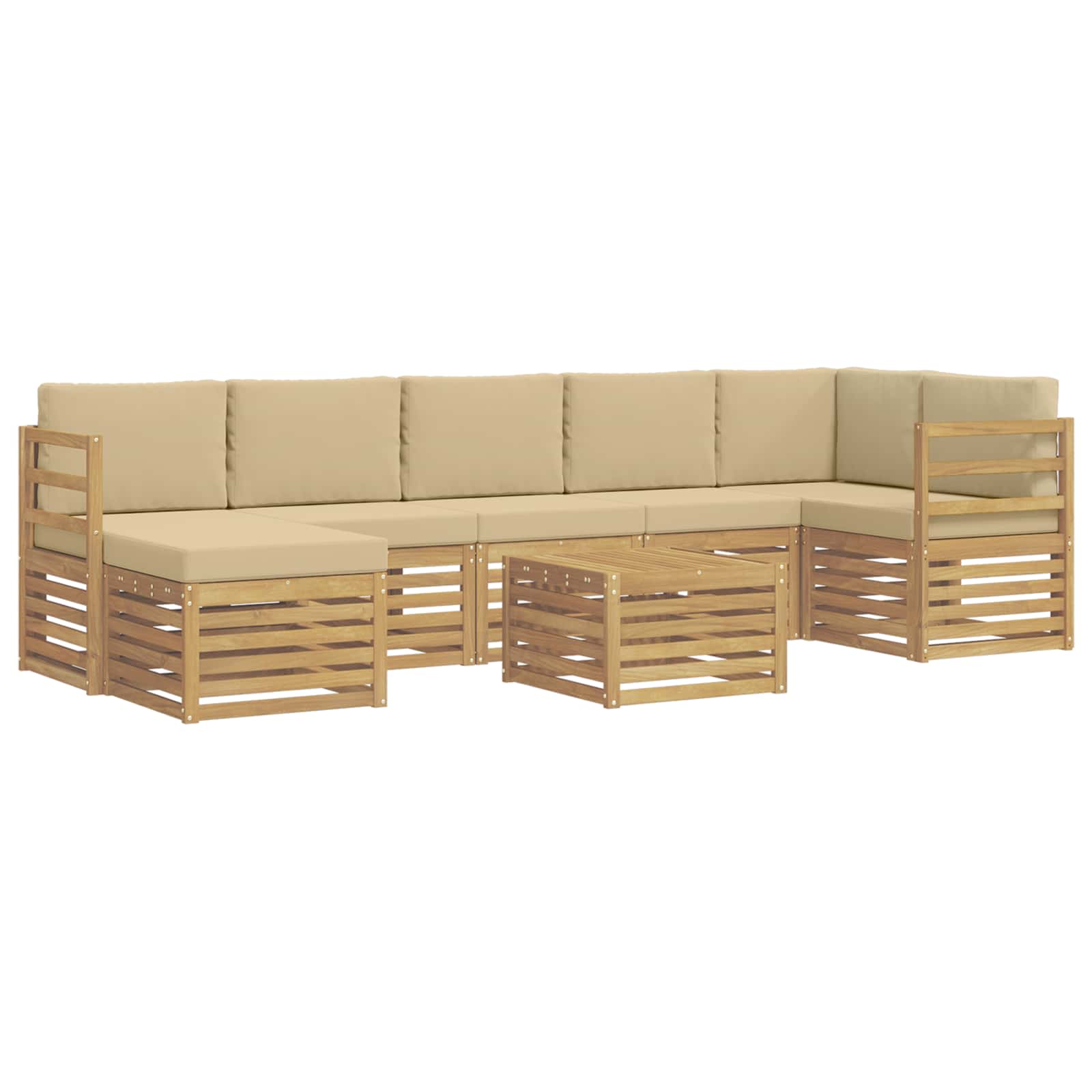 Σειρά Καναπέ Εξωτερικού 8 pcs Λευκό και Μπεζ 59 x 59 x 37 εκ - Pakobazaar